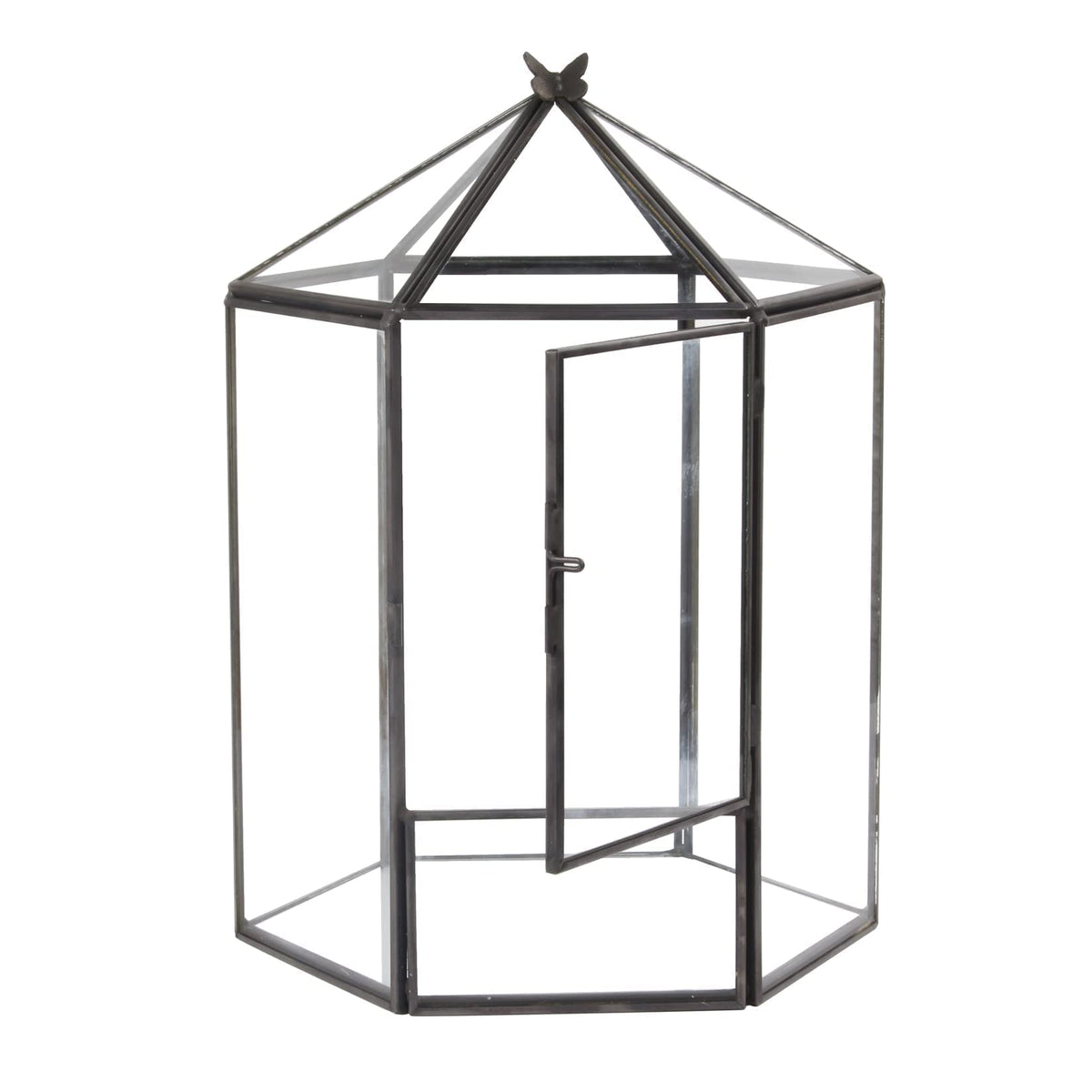 ELEGANTLIFE Glass Geometric Plant Terrarium,Succulent & Air Planter for Home Garden Office Decoration,No Plants(Black Hexagonal)