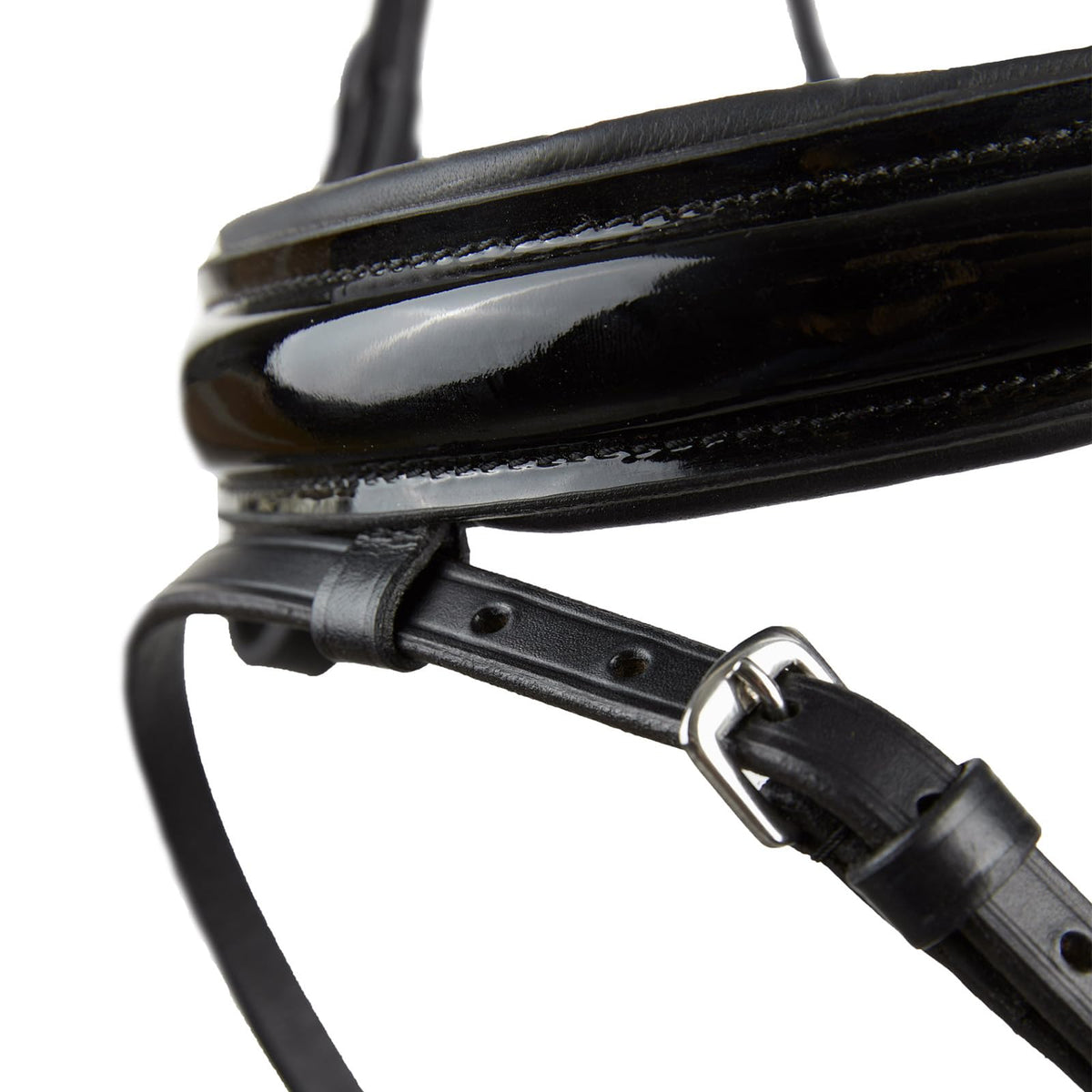 HORZE Grayson Classic Leather Ergonomic Snaffle Dressage Bridle with Detachable Flash - Black - Cob