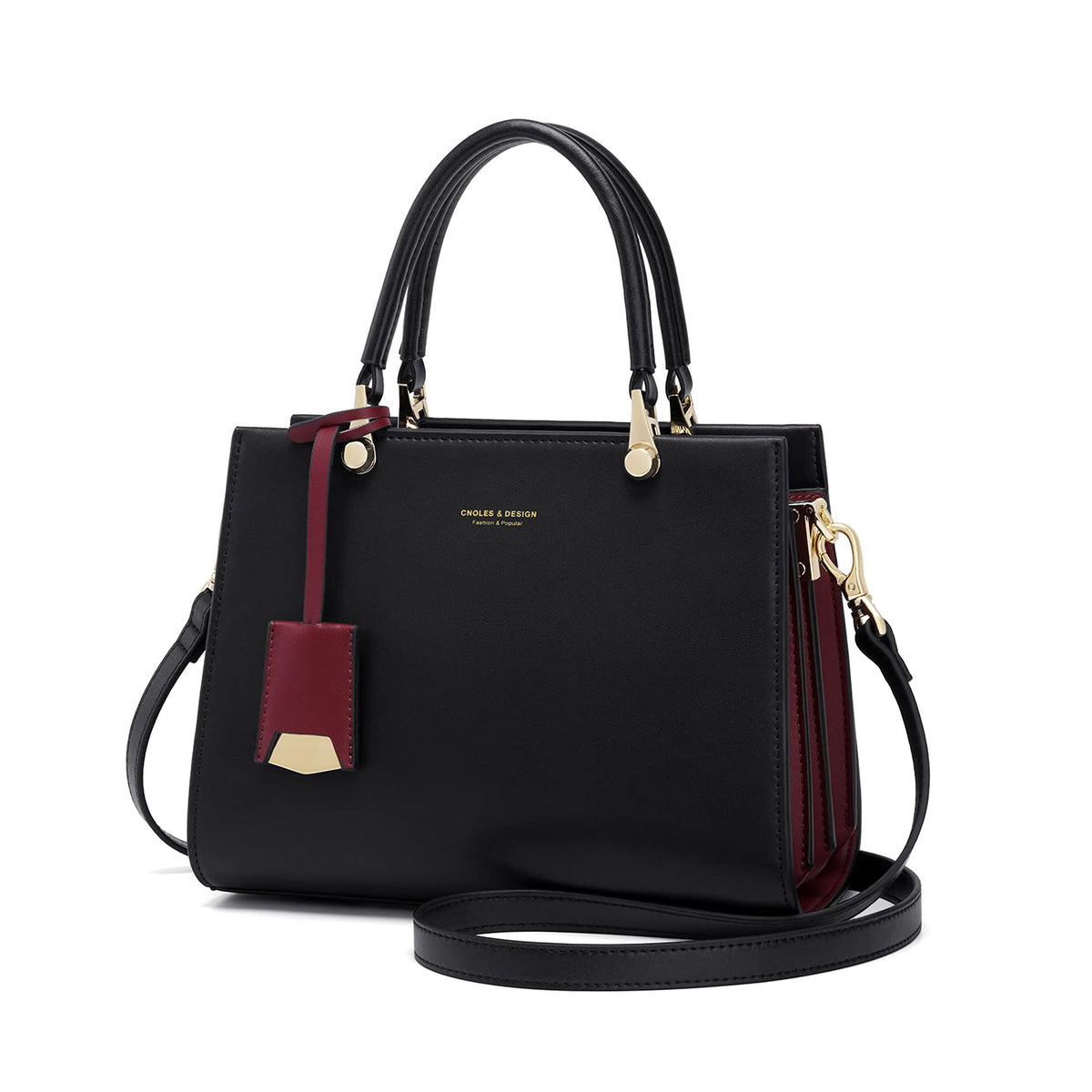 Cnoles Handbags for Women Fashion Leather Tote Shoulder Bags Ladies Handle Satchel Purse Black