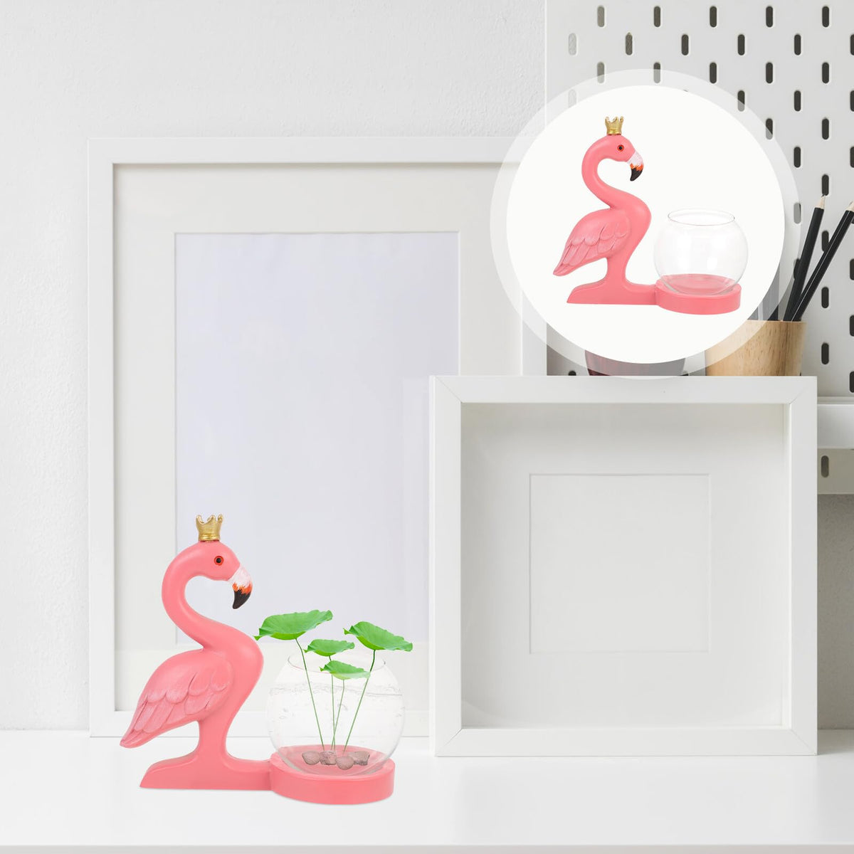 DECORNIJIA Flamingo Hydroponic Plants Vase Glass Desktop Plant Terrarium Flower Container for Home Décor Table Centerpiece