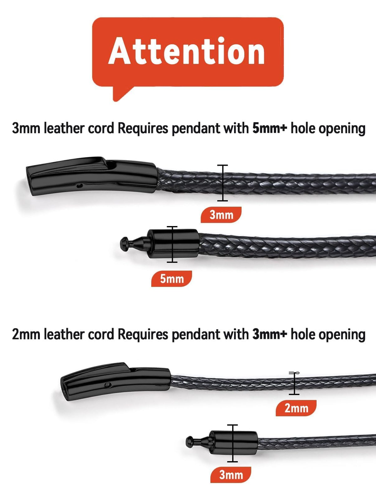 FaithHeart Waterproof Braided Leather Cord Chain Necklace Mens Wax Rope Chains for Pendant with Stainless Steel Clasp