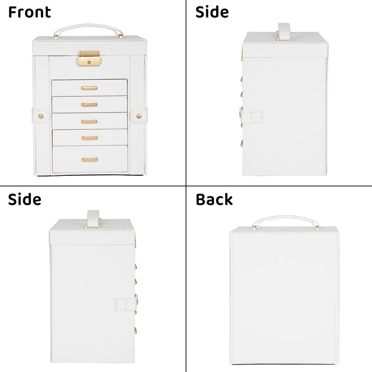 AKOZLIN 6-Tier Jewelry Box Lockable Leather Jewelry Storage Case with 5 Drawers for Women Girls Ring Necklace Earring Bracelet Holder Organizer with Mirror