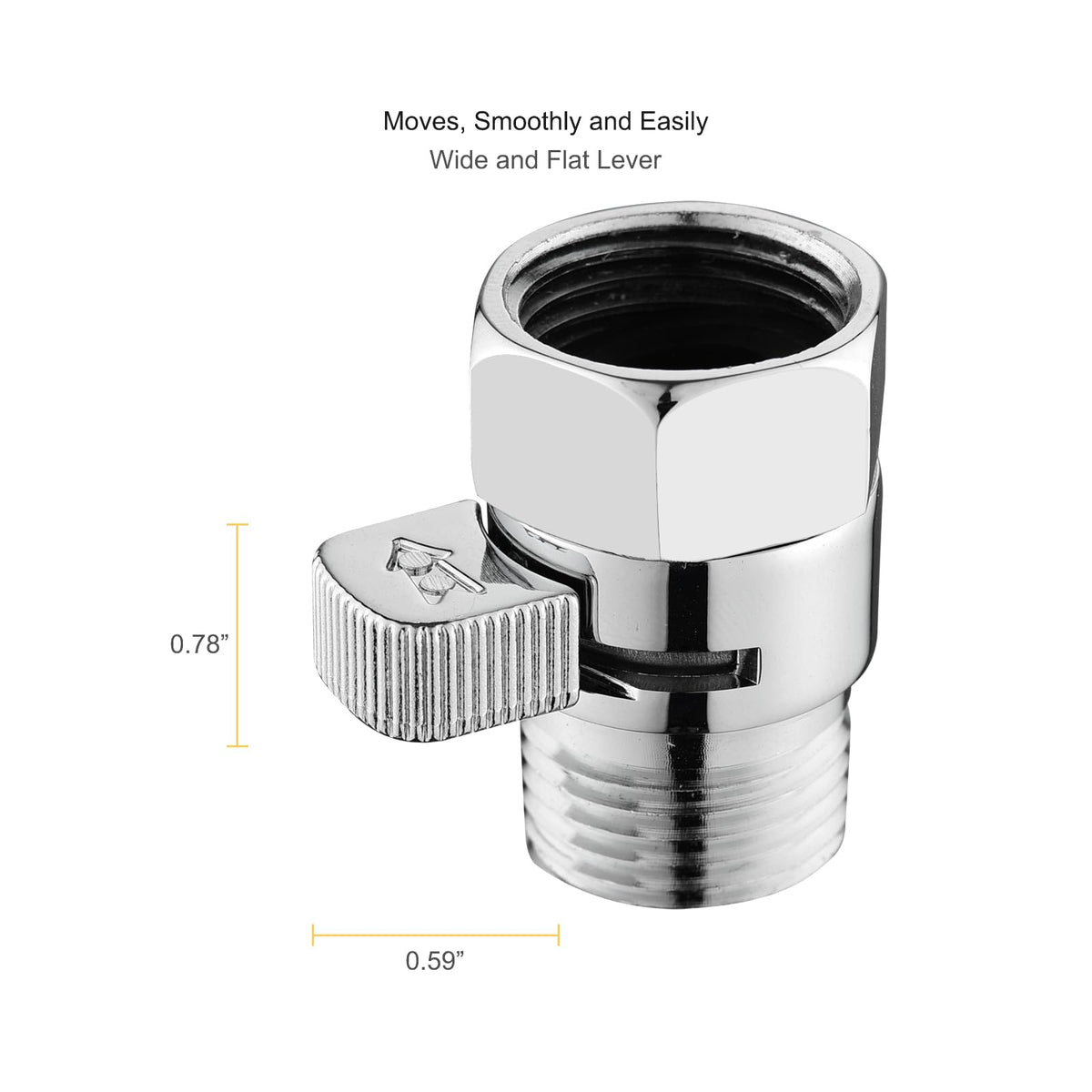 Chrome Water Flow Control Valve, G1/2" Shower Head Flow Control Valve, Brass Shut Off Valve for Handheld Shower, Water Pressure Regulator Replacement for Shower System