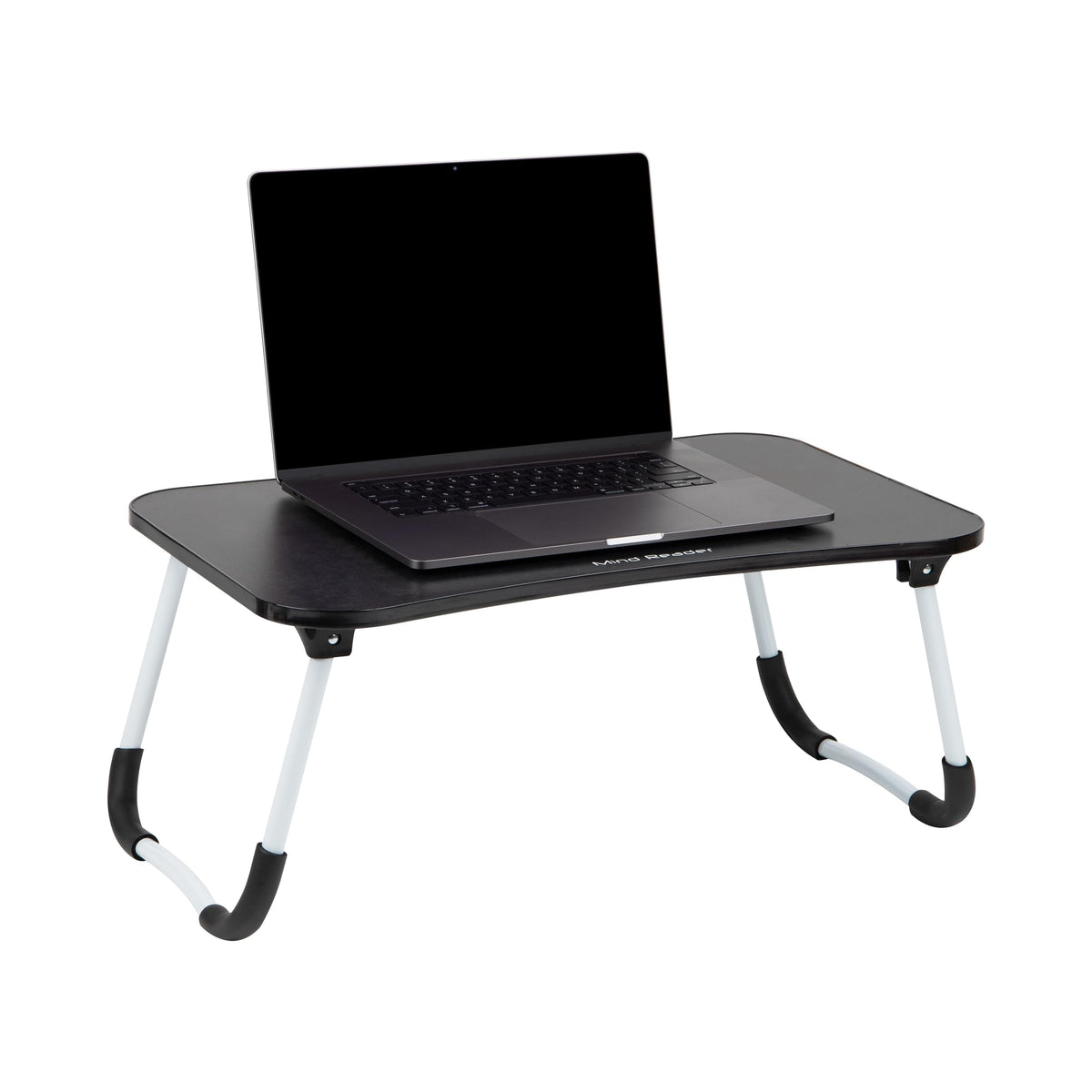 Mind Reader Lap Desk Laptop Stand with Folding Legs, Portable Bed Tray Table for Laptop, Breakfast, Reading, Crafts, MDF, Black