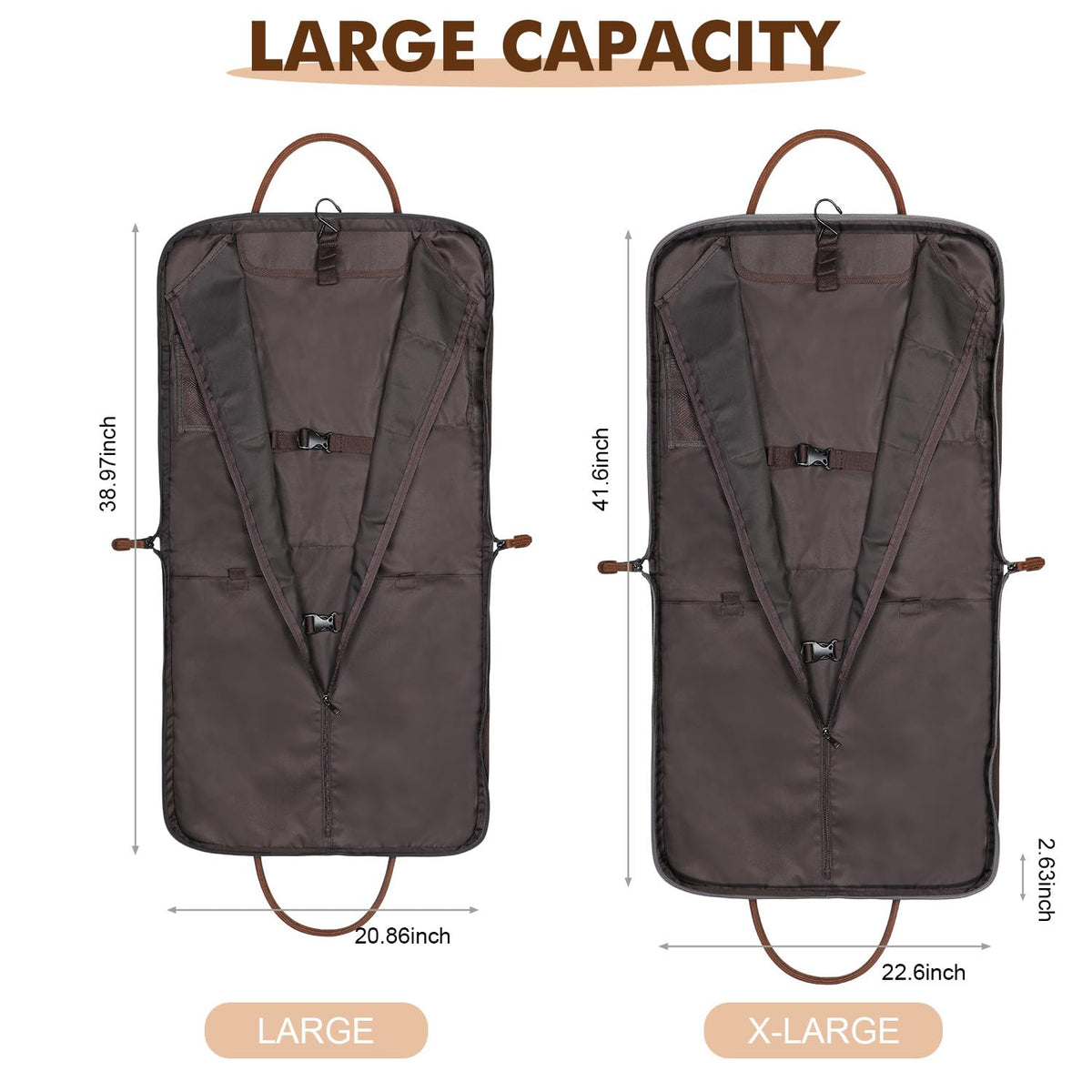 S-ZONE Carry On Garment Bag for Business Travel Canvas Leather Men Women Suit Cover