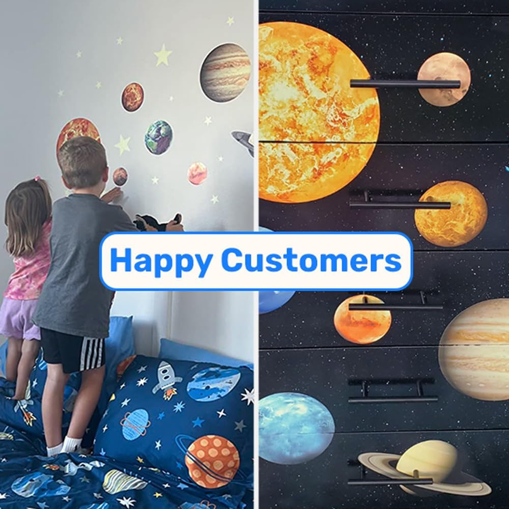 Glow in The Dark Stars and Planets, Bright Solar System Wall Stickers -Glowing Ceiling Decals for Kids Bedroom Any Room,Shining Space Decoration, Birthday Christmas Gift for Boys and Girls (Green)