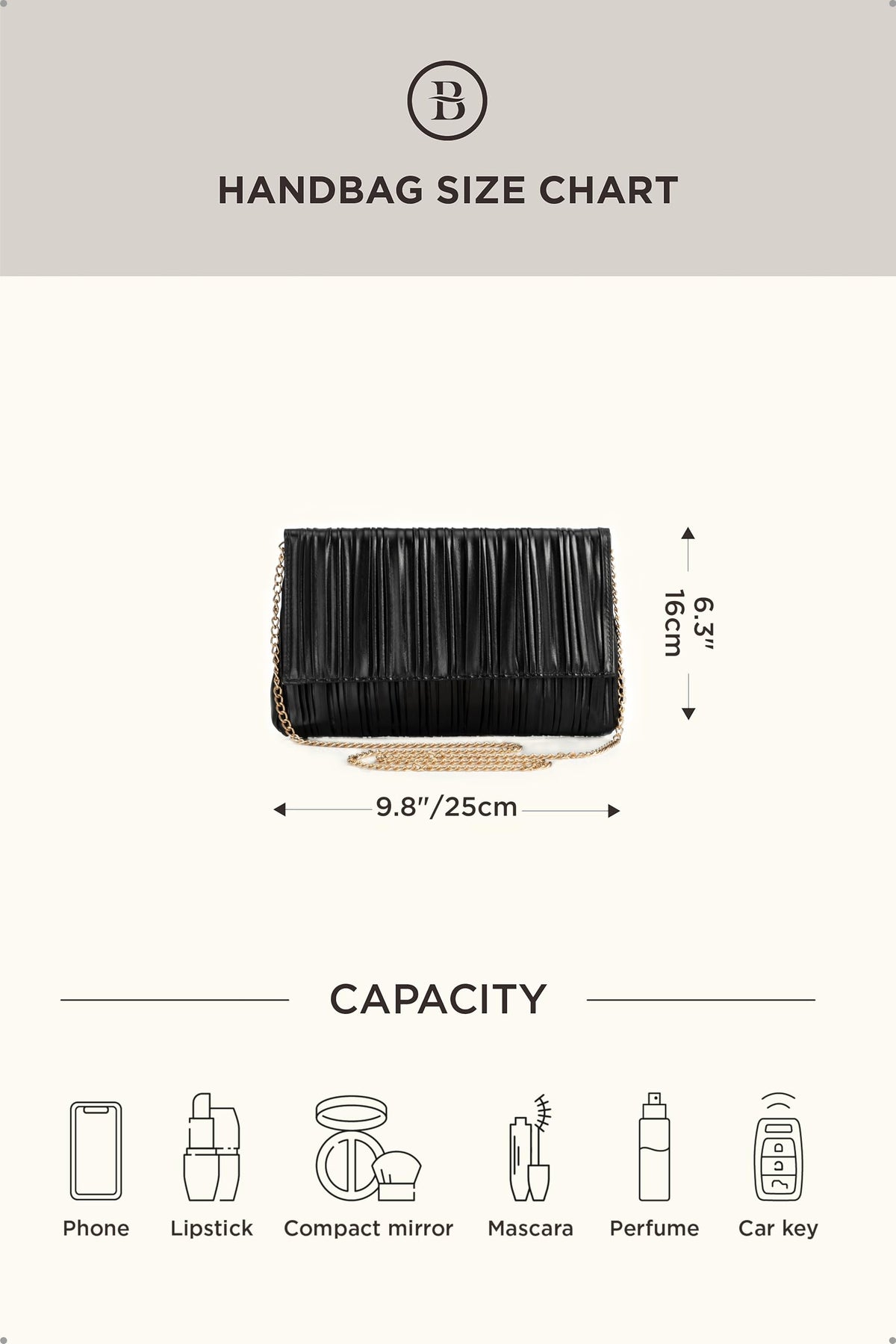 BABEYOND Clutch Purses for Women - Evening Bag Pleated Flap Clutch for Formal Party Cocktail Prom Wedding Handbags (Black)