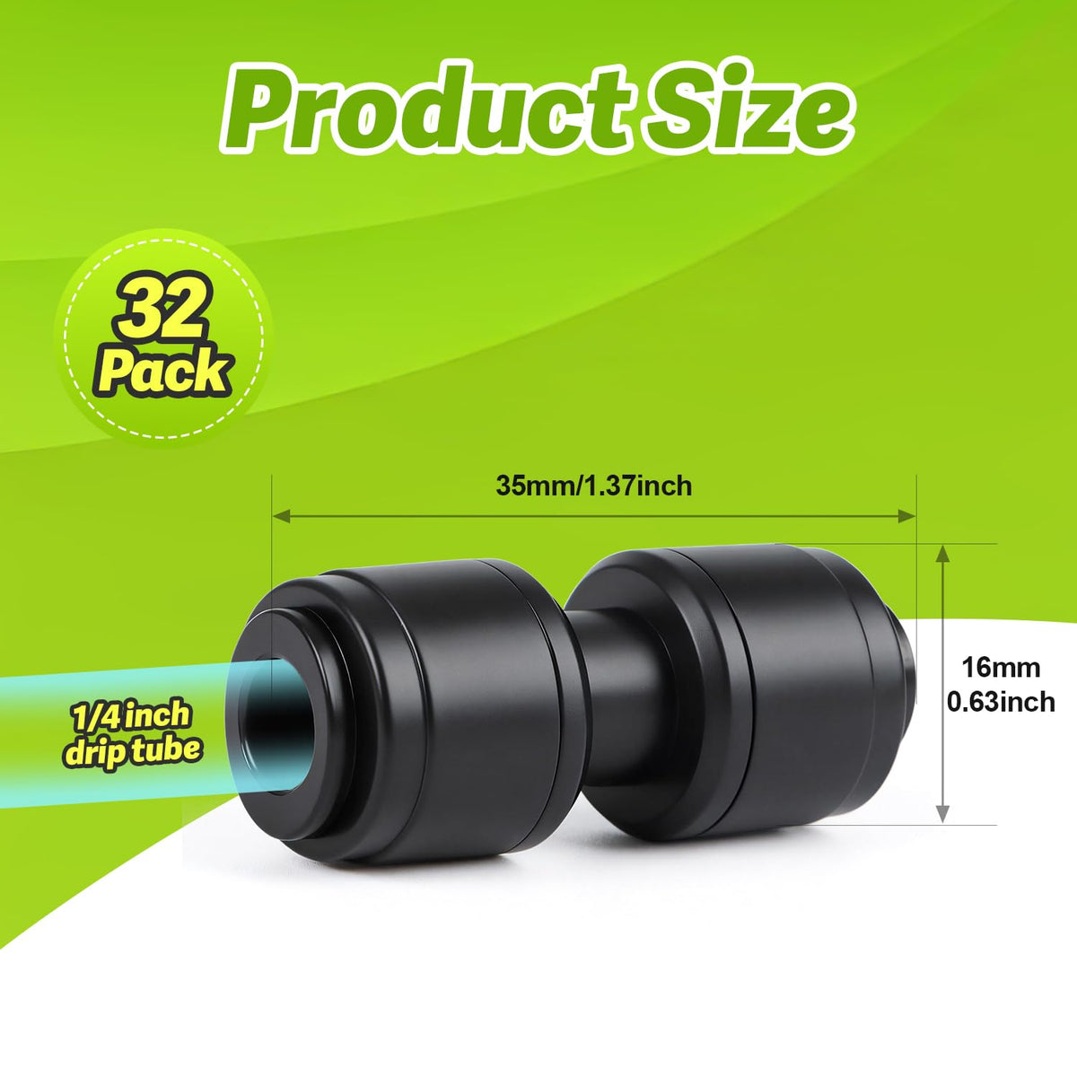 Copadri Quick Connect 1/4" Drip Irrigation Coupling Fitting: 32 Pieces Push to Fit Drip Line Coupler Parts for 1/4-Inch Tubing Leak Free Dripline Hose Connectors for Garden Lawn Sprinkler System