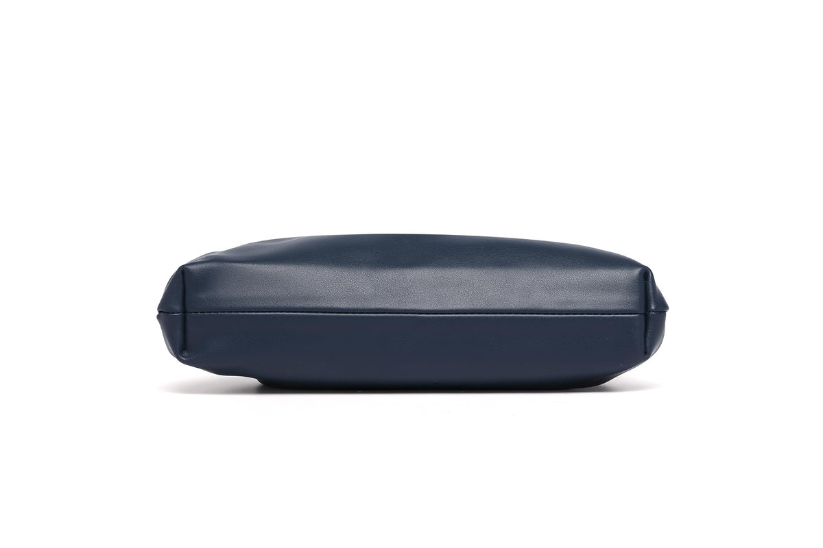 YUWITA Soft PU Leather Clutch Purses for Women Formal Elegant Luxurious Evening Bag (Navy Blue)