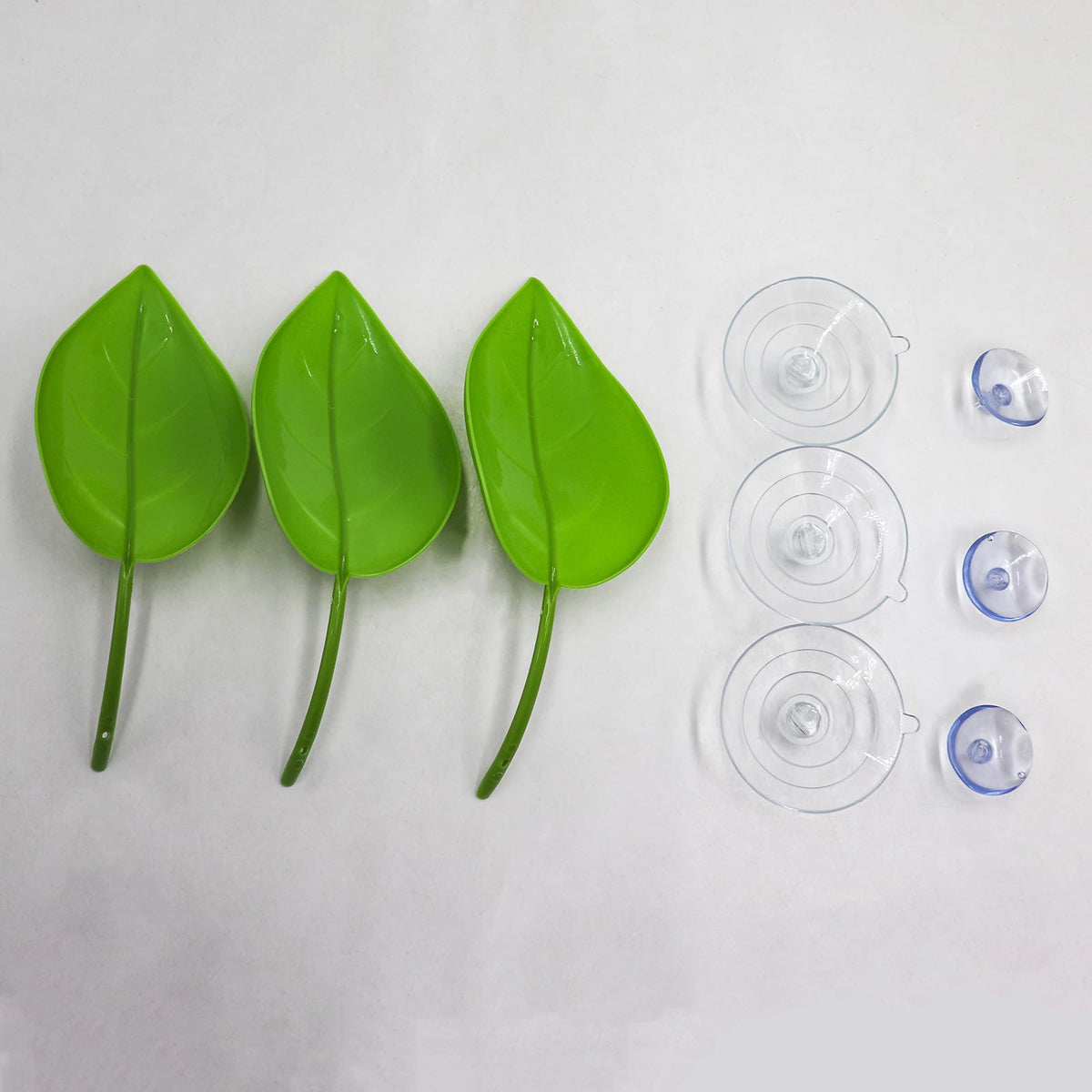 MHLLGN 3 Pack Plastic Leaf Decorations with Suction Cups, Gecko Tank Accessories, Reptile Terrarium Decorations for Crested Geckos, Leopard Geckos