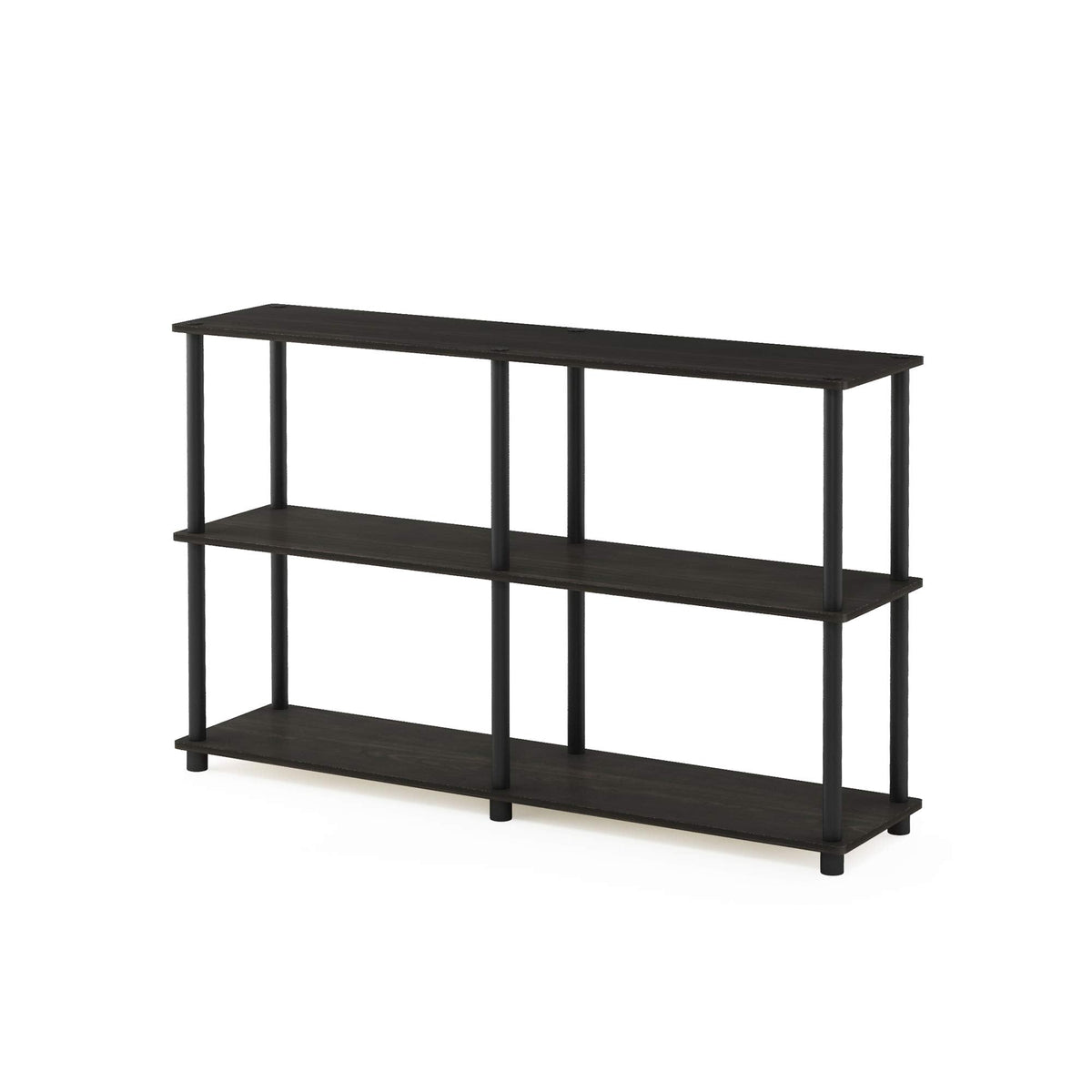 Furinno TURN-N-TUBE Storage Shelves, 3-Tier 47.4 Wide Book Shelf, Corner Shelf, Toolless Open Shelves, for Organization and Storage, Living Room, Garage, Home Office, Espresso