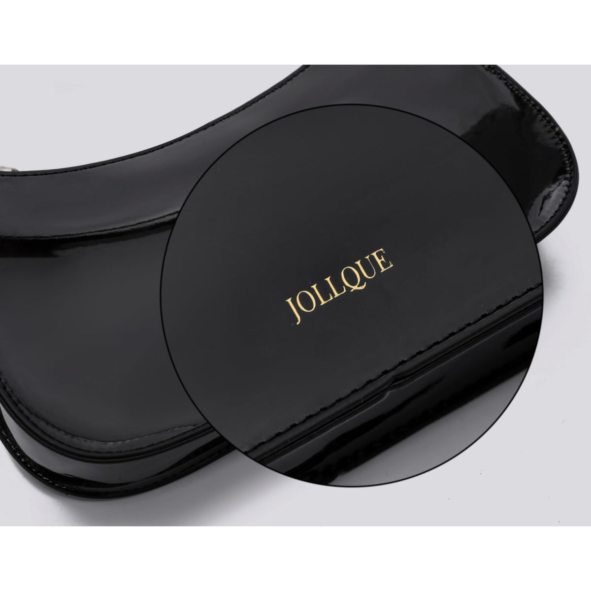 JOLLQUE Small Shoulder Bag for Women, Small Under the Arm Patent Leather Purses, Mini Purse Clutch Y2k Jelly Handbag Zipper Square Satchel Crossbody Bags(Black)