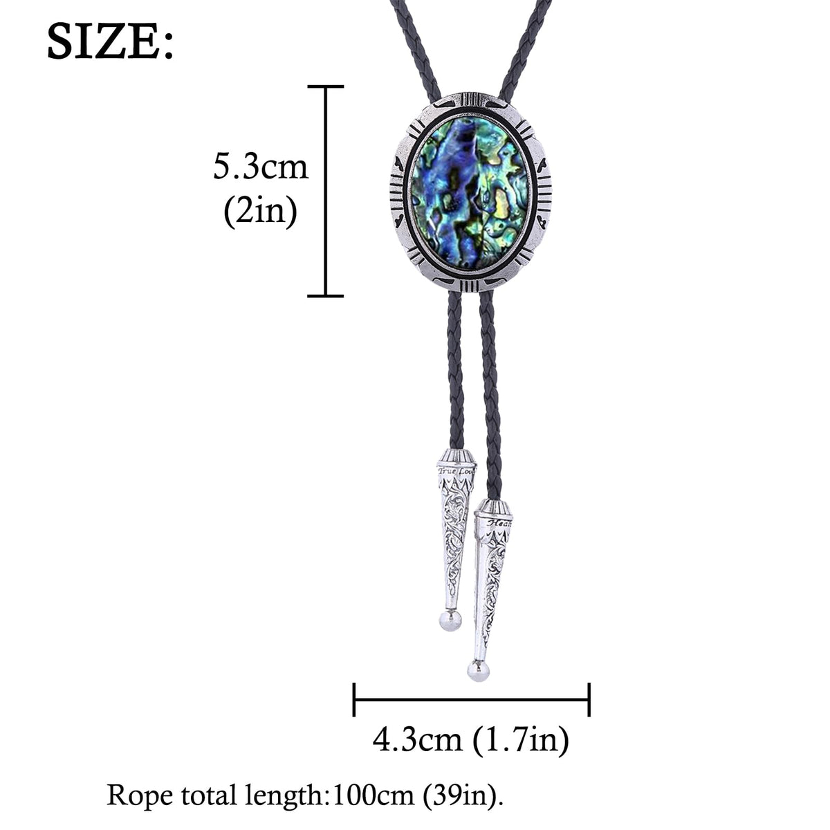HUABOLA CALYN Bolo Tie for Men Women, Round Shape Abalone Shell Western Cowboy Bolo Ties, Native American Leather Necktie Costume Accessories