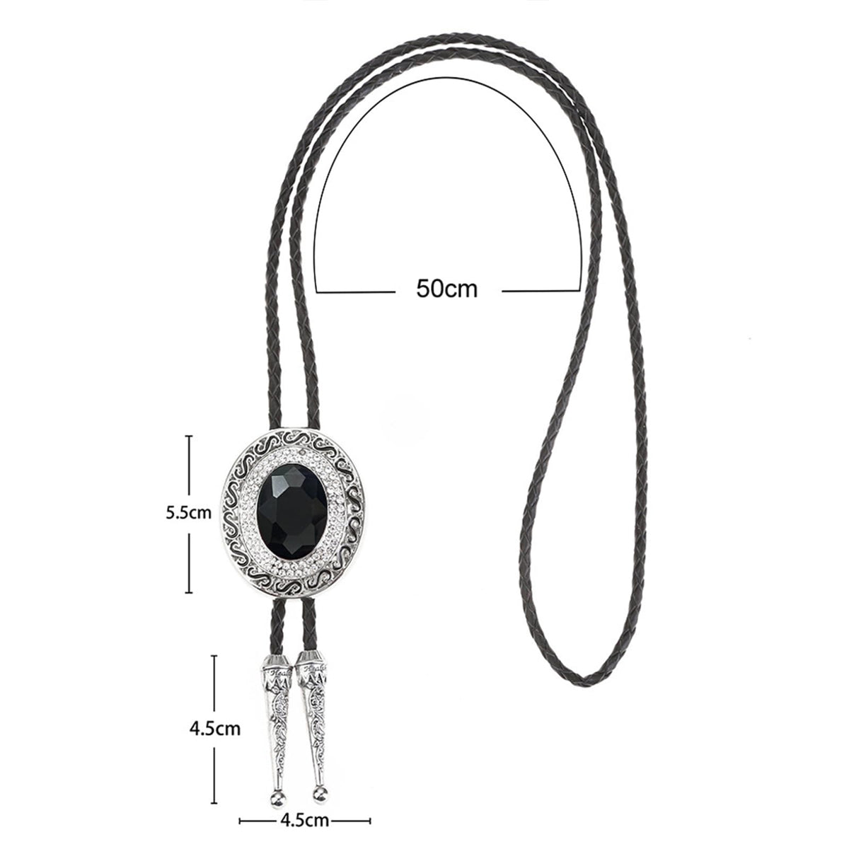 Doitby Rhinestone Bolo Tie for Men, Western Cowboy Necktie Leather Bolo Ties Necklace for Men Women