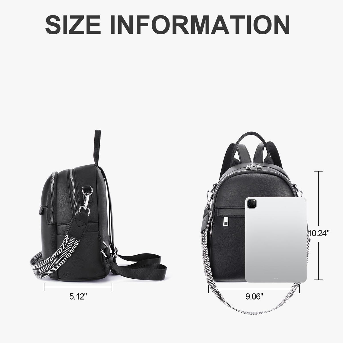 Lexiyat Small Backpack Purse for Women Leather Mini Convertible Designer Backpack Travel Shoulder Fashion Bag Black