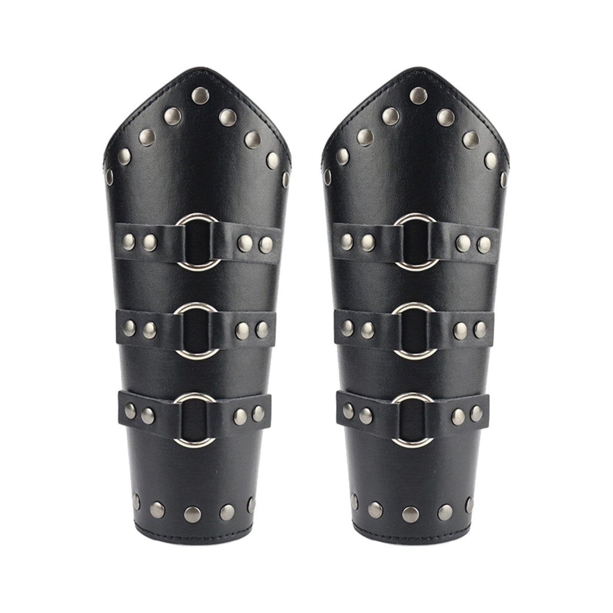 1Pair Adults Faux Leather Arm Guards Bracers Cosplay Leather Arm Gauntlet Wristband Wrist Armor Medieval Belt Leather Buckle Bracers for Men Women(COLOR:black)