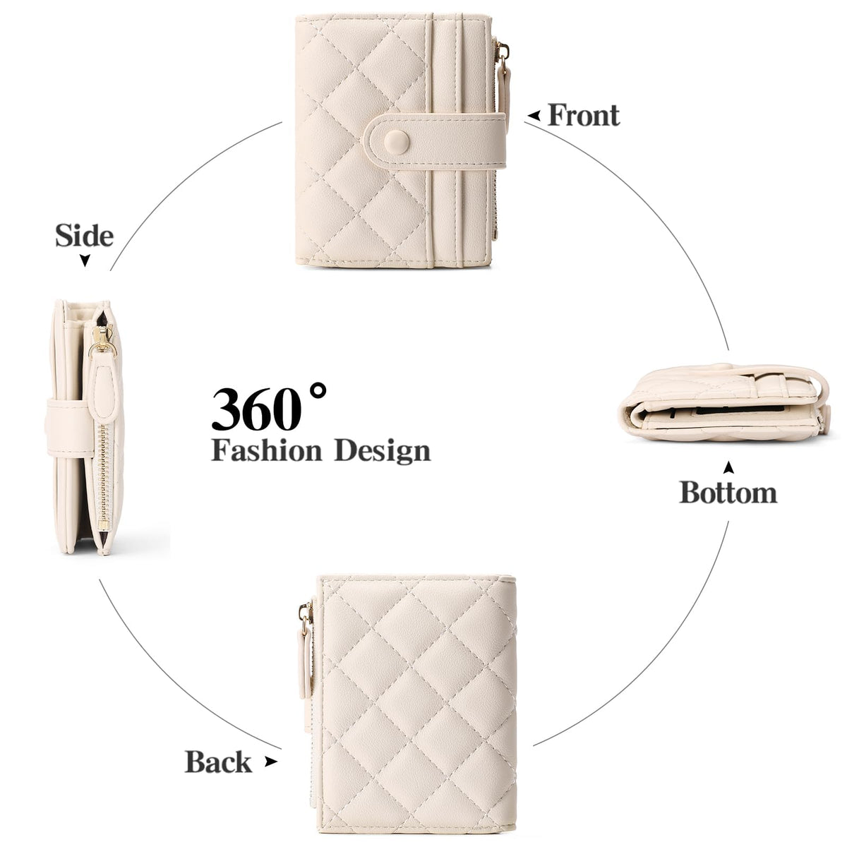 GAEKEAO Small Wallet for Women Slim Bifold Leather RFID Blocking Credit Card Holder Wallets Zipper Pocket Coin Purse with ID Window