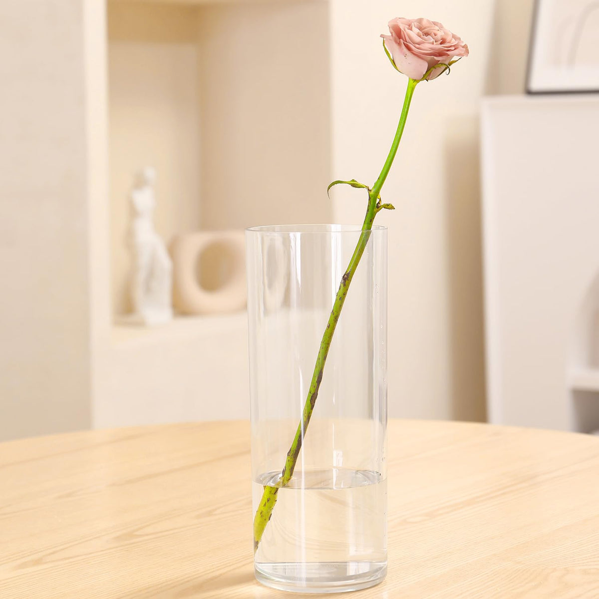 RosPynn Flower Vase Acrylic Cylinder,7.86" Tall Clear Vase for Centerpieces,Wedding Decorative,Home Décor, Non Breakable Plastic, 3.94" x 7.86" Tall Round - Clear