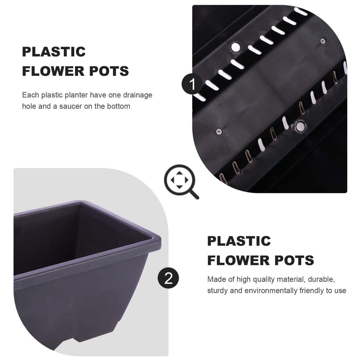 GANAZONO Rectangular Garden Planter 19.68X7.48X5.90In Plastic Planter with Drainage Hole and Saucer for Indoor Outdoor Patio Balcony Home Decor