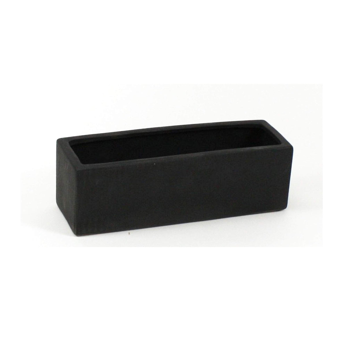 WGVI Long Rectangle Ceramic Planter Vase in Black 12" x 4" x 4"H, Block Rectangular Terrarium Box Pot, Flower Arrangement, Table top Centerpiece, Home Decor Organization Storage Container, 1 Pc.