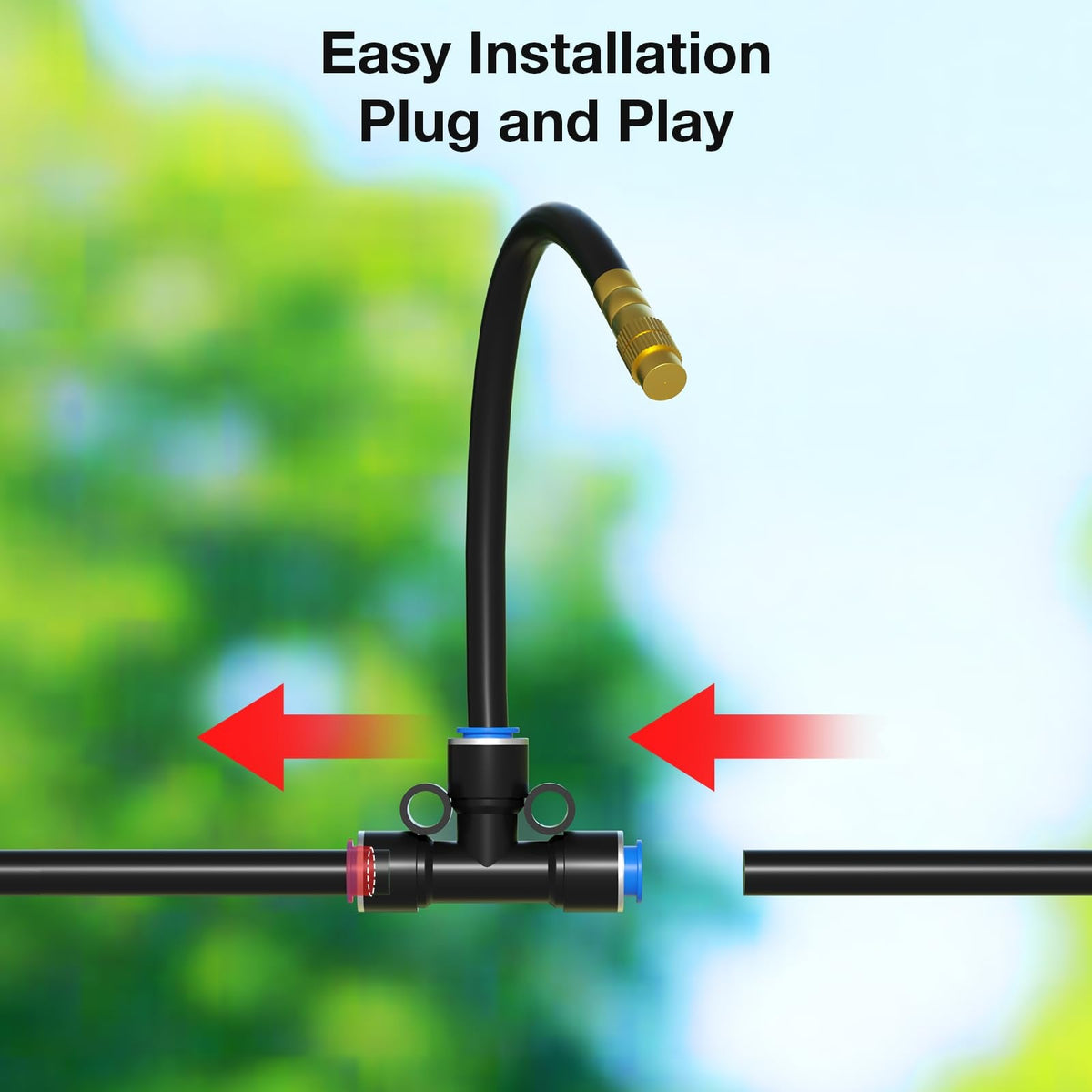 MIXC 1/4" 100Ft Drip Irrigation System for Garden with 16pcs 360°Adjustable Brass Nozzles & Bendable Rod,Upgraded Watering System Kit for Outdoor Plants,Lawn,Raised Bed,Potted Plant,Yard,Greenhouse