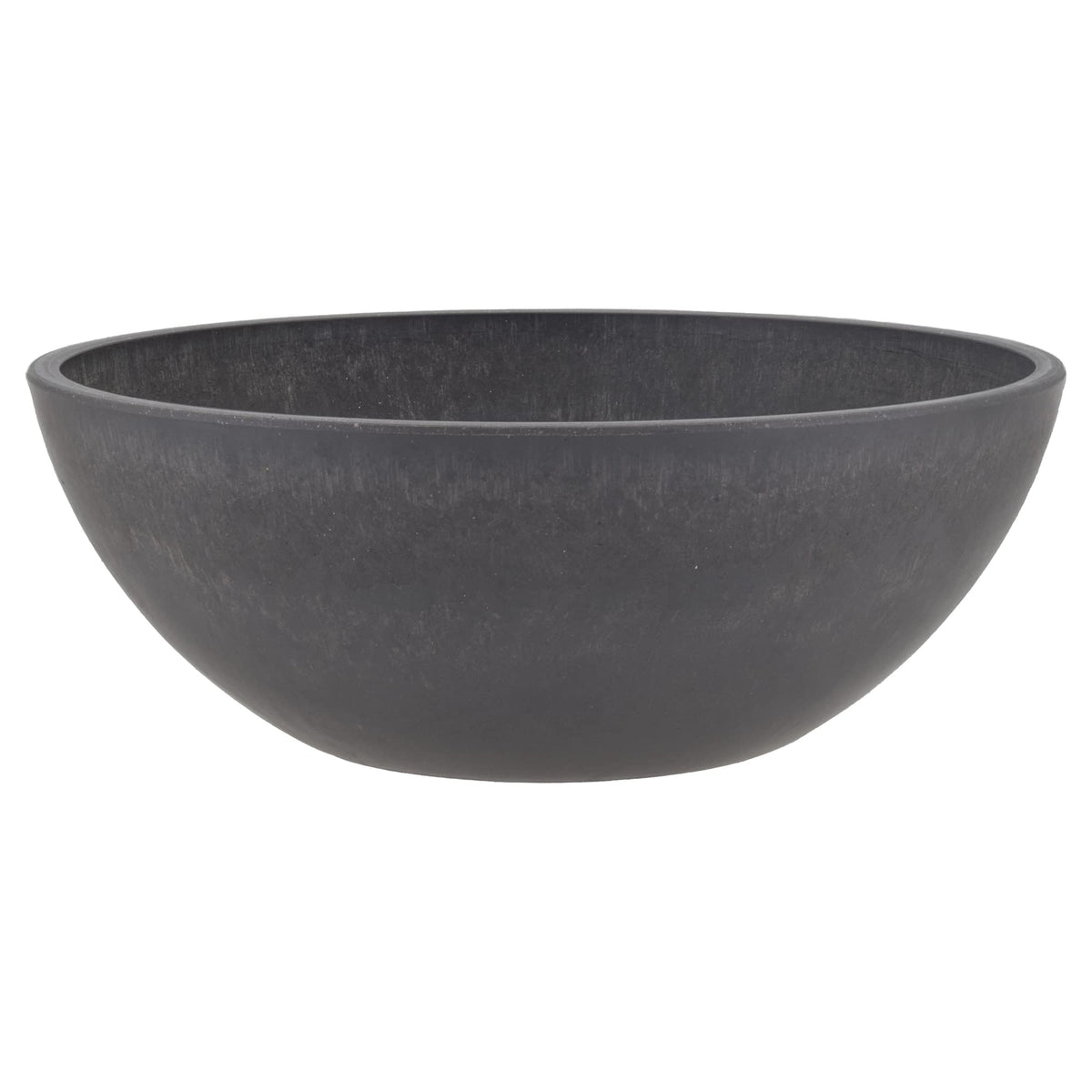 PSW Pot Collection M30DC 12-inch Plastic/Stone/Wood Composite Low Bowl Planter – No Drainage Hole (Drillable), Shallow Indoor/Outer Pot for Succulents, Bonsai, Fairy Gardens, Herbs, Dark Charcoal