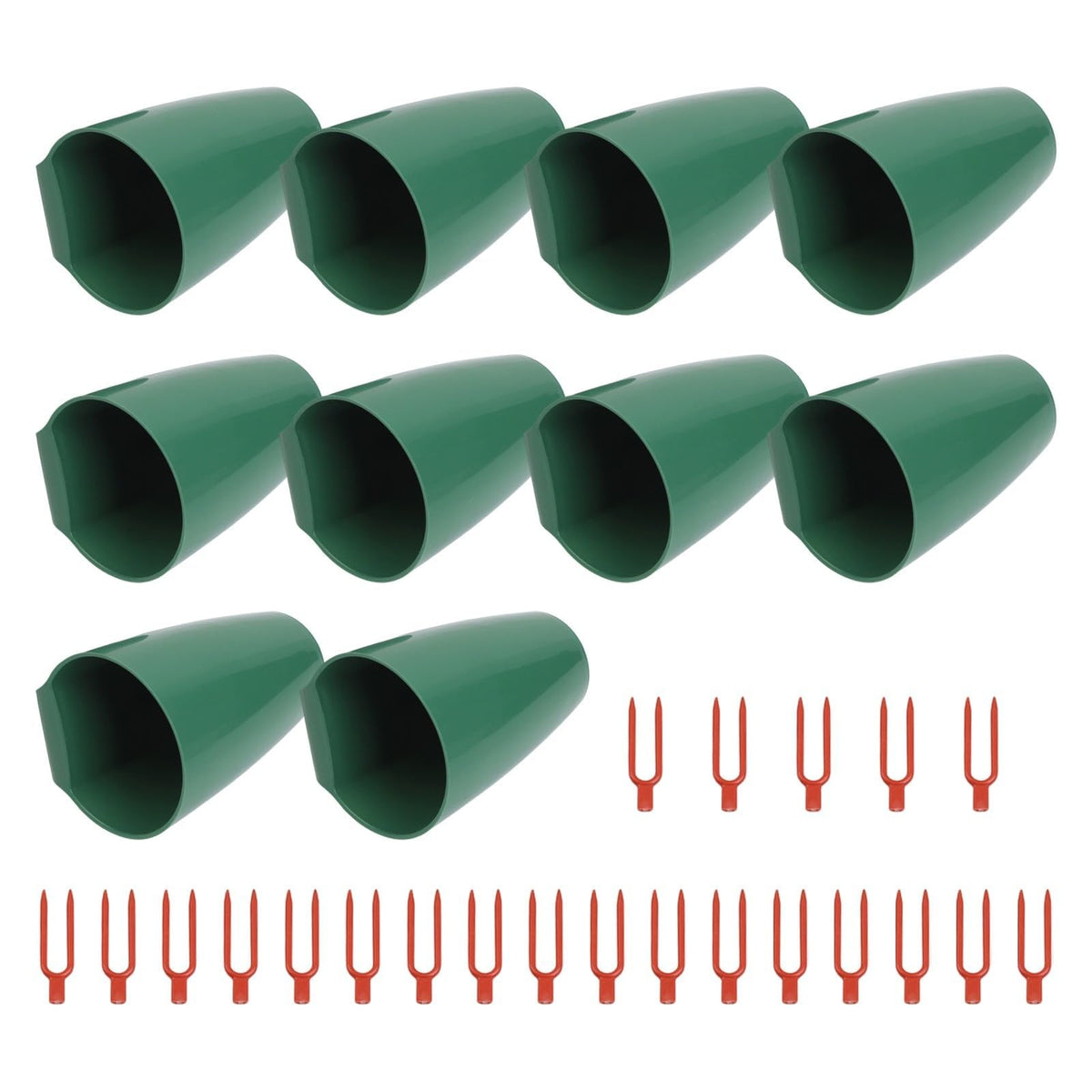 Strawberry Rooting Cup Kit with 20 Forks for Plant Propagation, Hanging Transplant Grow Station for Garden Greenhouse Balcony, 10 Cups Green