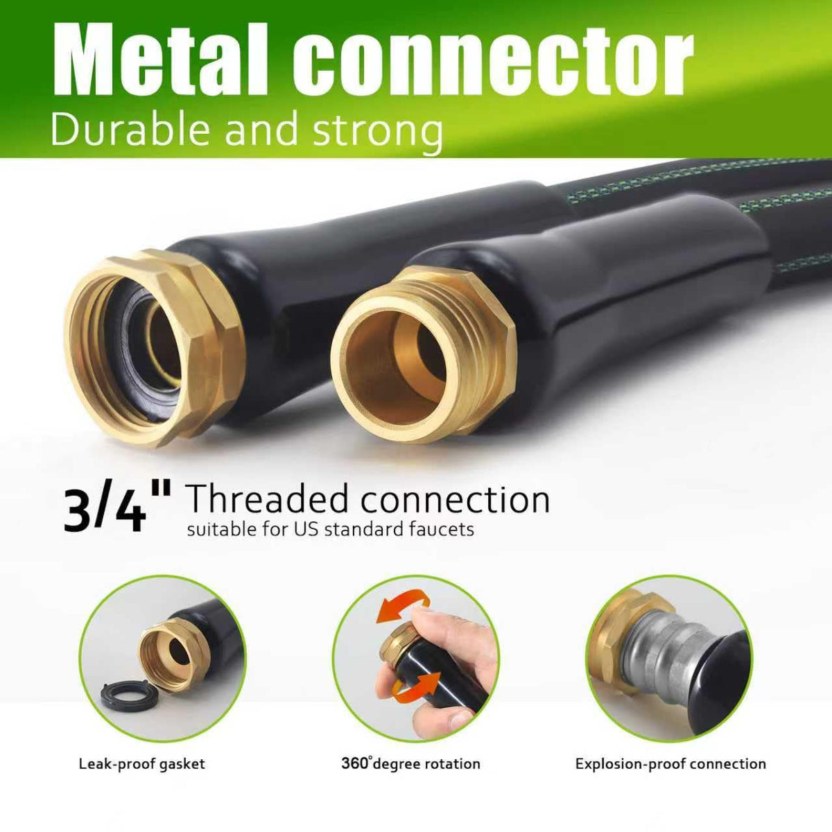 Torioweg Garden Hose 50FT – Lightweight Water Hose 3/4”, Flexible Hose with 10 Sprayer, Burst-Resistant, Anti-Kink for Outdoor Use, Watering(Green)