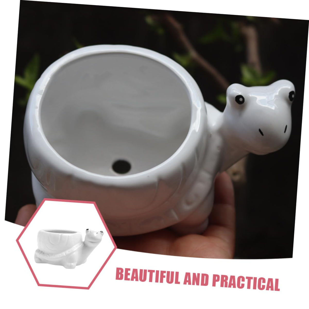 Ciieeo Ceramic Turtle Succulent Planter Pot Cute Cartoon Flower Container for Plants for Home Office Desk Decor Vibrant Garden Decoration