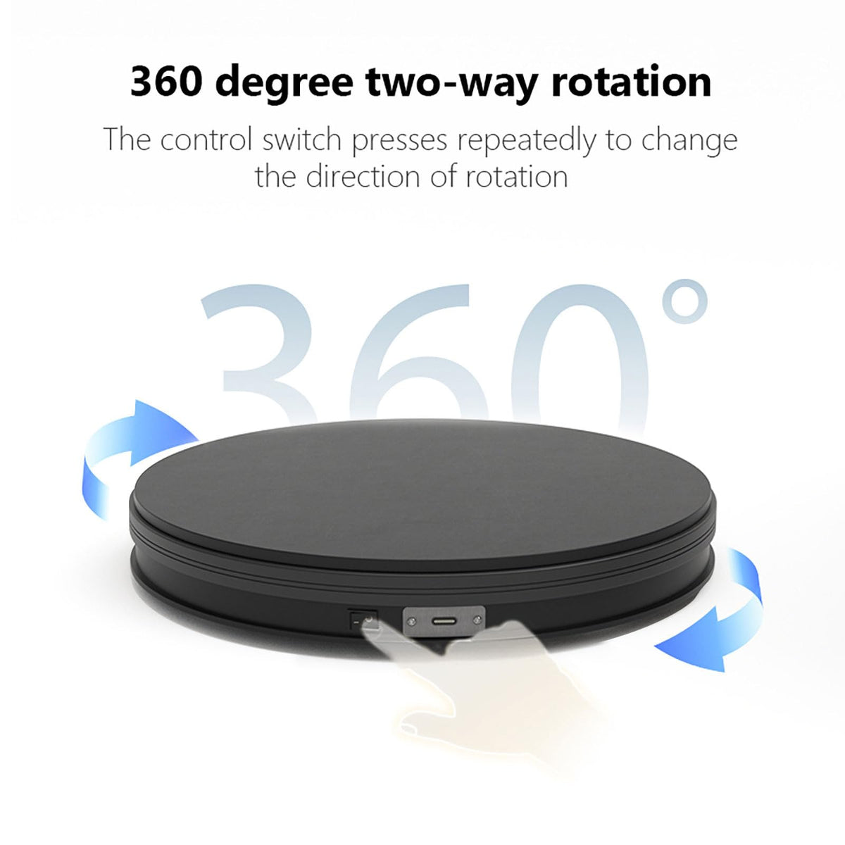 YVV Rotating Display Stand 9.84 Inch, 360° Motorized Turntable Display, USB Powered Spinning Display Platform for Product Photography, Jewelry, Shoes, 22 lbs Load, Black Electric Display Base