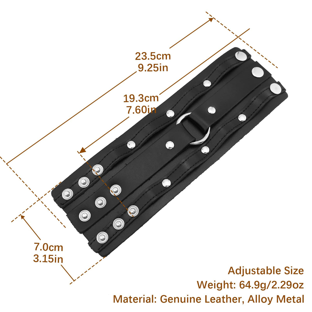HZMAN Wide Cuff Wrap Gothic Wristband Punk Rock Biker Wide Strap Leather Bracelet (Black)