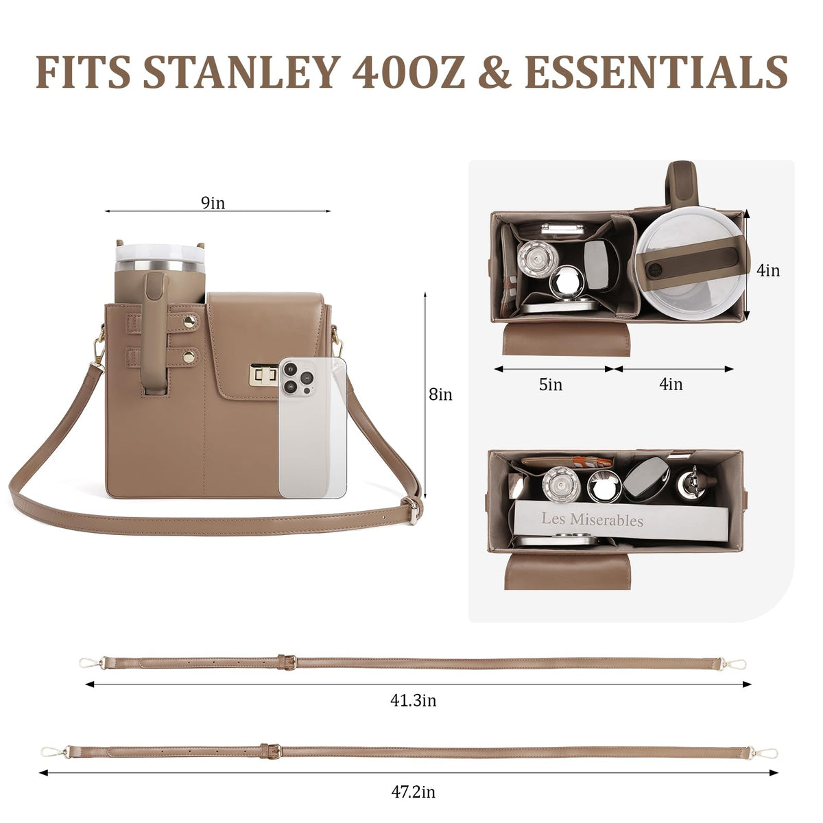 Stanley Purse Cup Holder Bag- Outdoor Portable Crossbody Bag for Stanley Cup Tumbler Purse