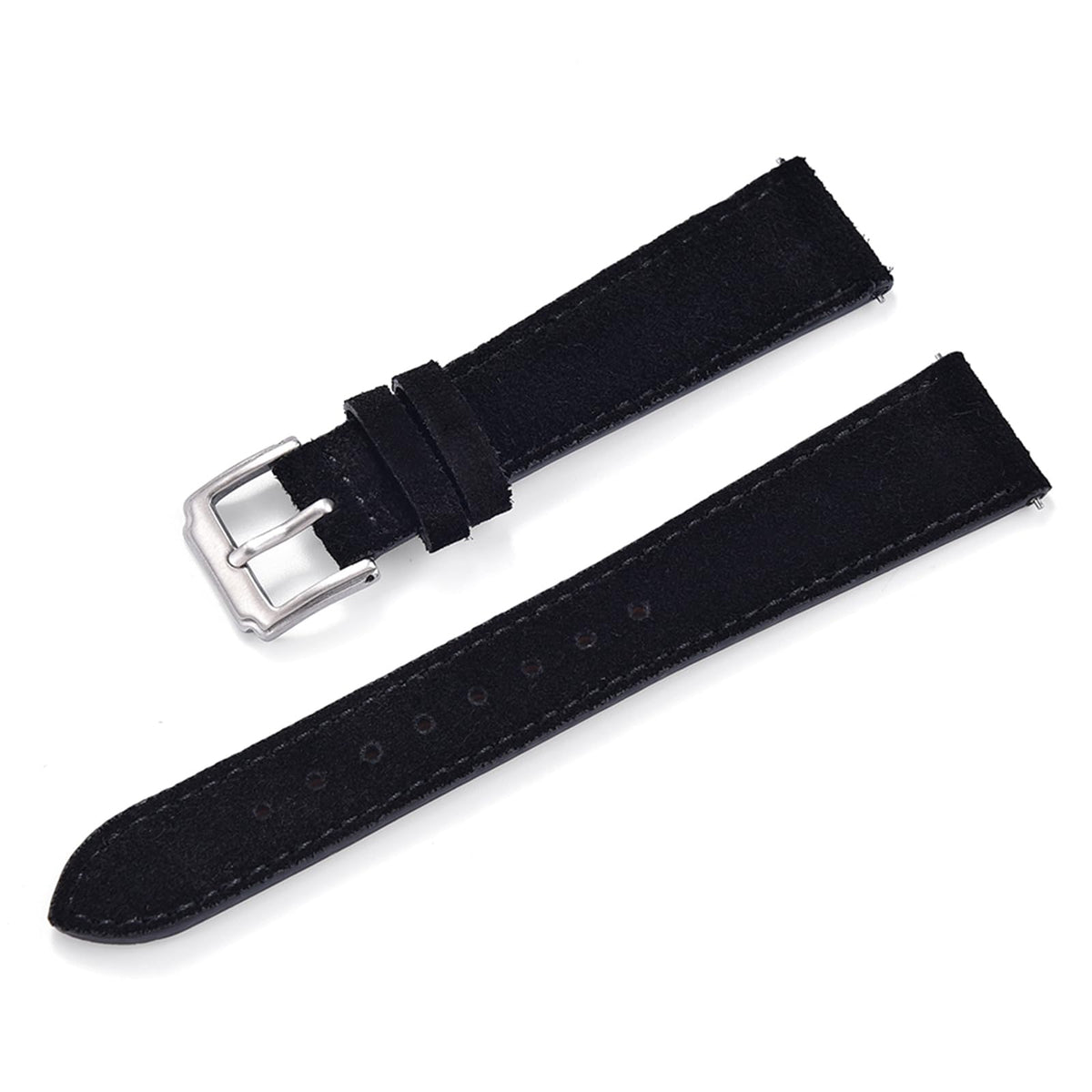 JWNSPA Unisex 18mm 19mm 20mm 22mm Super Soft Suede Leather Watch Band Quick Release Lightweight Watch Strap (Black, 18mm)