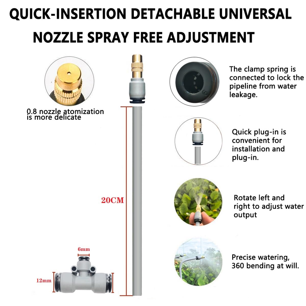 98FT Drip Irrigation Kits,Quick Connector Automatic Irrigation System,with Replaceable Bending Dropper,atomizing Copper Nozzle for Watering System for Garden Plant Lawn Patio. (30M+25Nozzles)