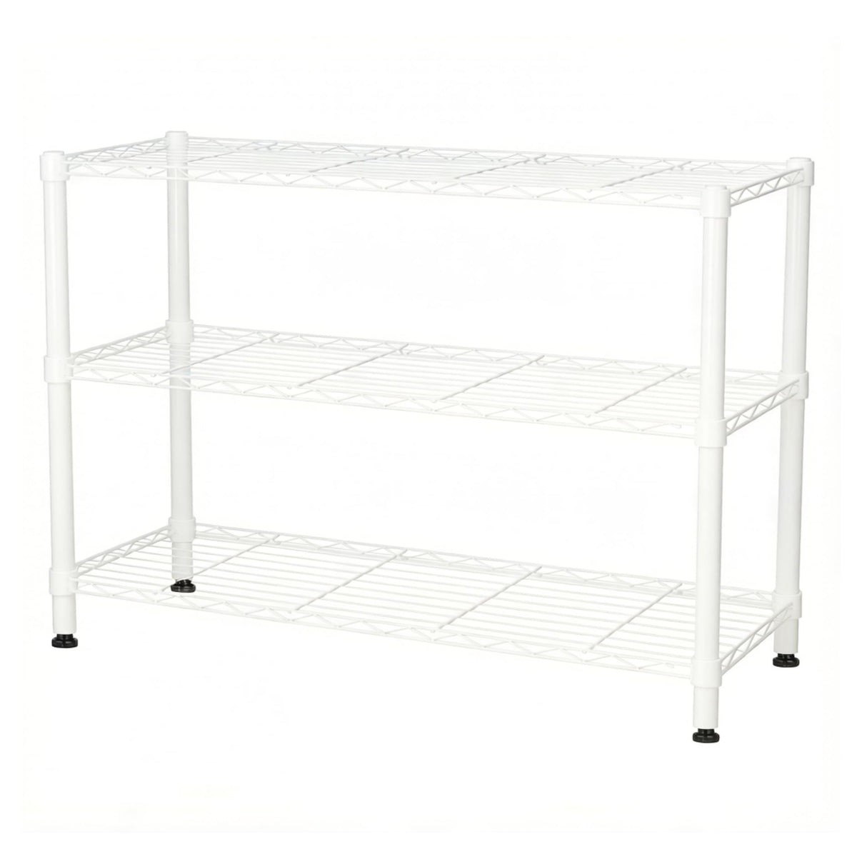 Standing Shelving Units, 36" W x 14" D x 32" H Metal Storage Shelves, Adjustable Carbon Steel Wire Shelving Rack Display Shelf for Garage Bathroom Kitchen Home Office (3-Tiers, White)