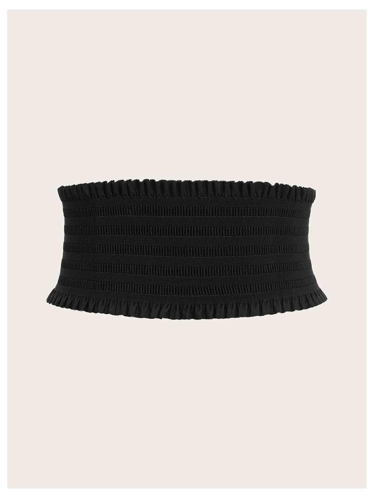 Verdusa Women's Renaissance Corset Belt Elastic Waist Waistband Wide Ruffle Belts Black suit waist size:37.4-41.3"