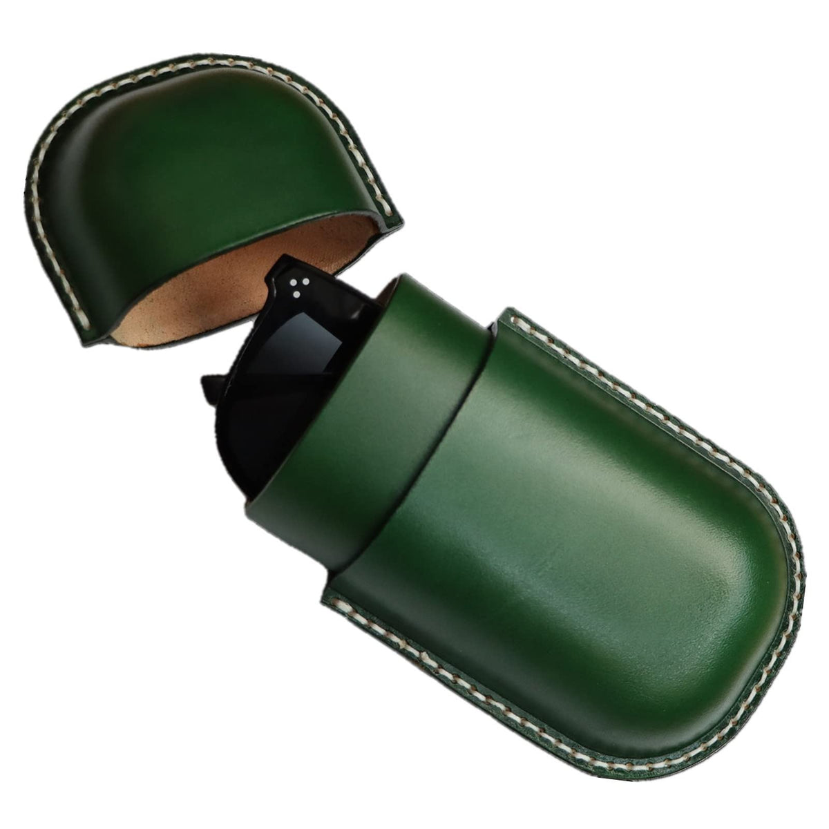 Fanyixuan Leather Glasses Case Cowhide Vintage Men And Women Nearsighted Glasses Sunglasses Travel Anti-Crush Storage Box (Green)