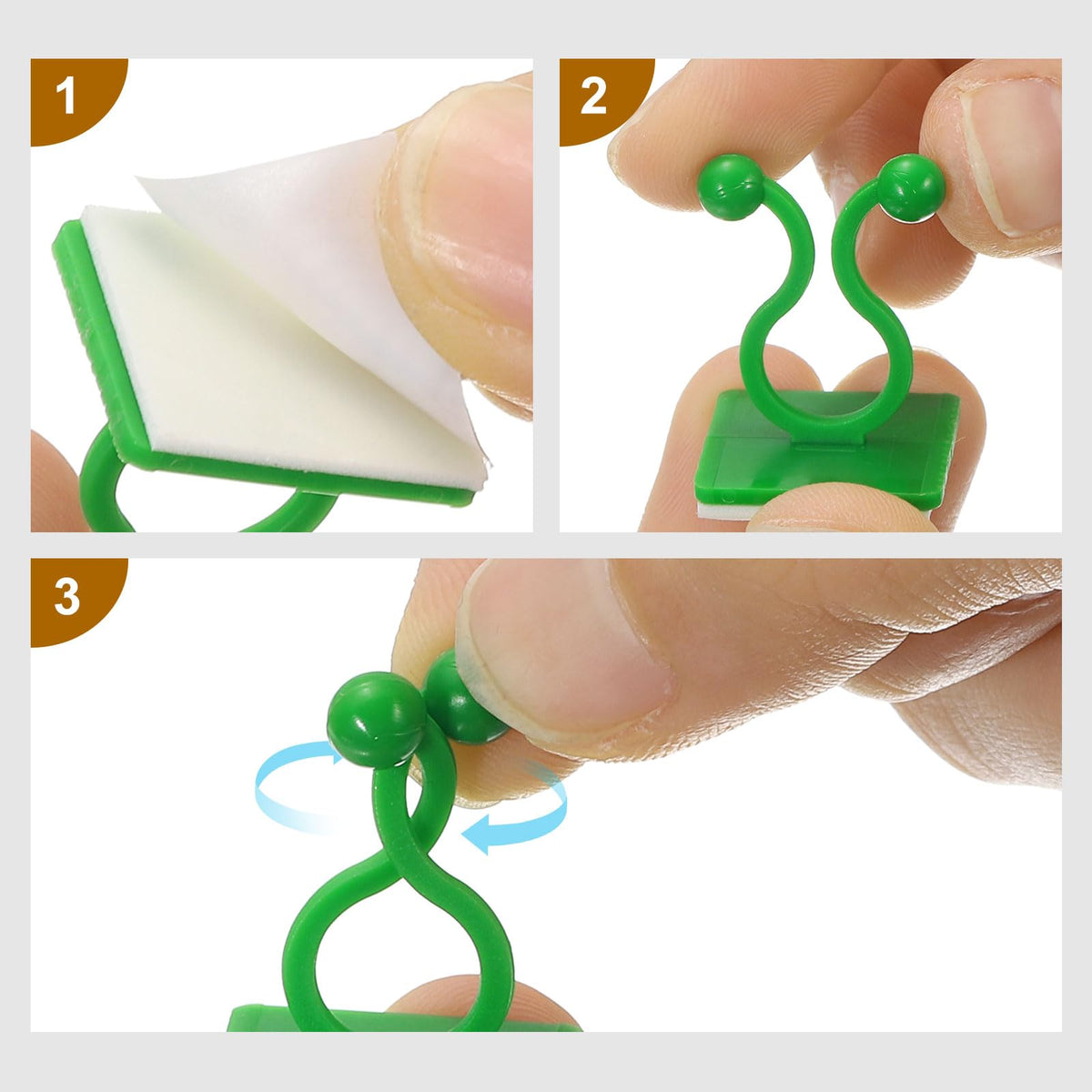 uxcell 100Pcs Plant Climbing Wall Fixture Clips, Plant Fixer Self-Adhesive Hooks Wire Fixing Supporting for Indoor Outdoor Decoration and Cable Wire Fixing (Green, 16.2mm/0.64")