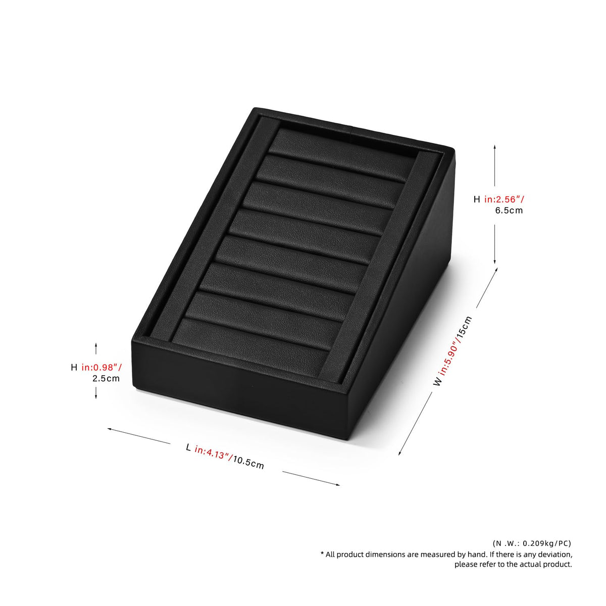 Woodten PU Leather Jewelry Ring Tray Display Stand Slotted Ring Showcase Display Organizer Holder for Trade Show(Black)