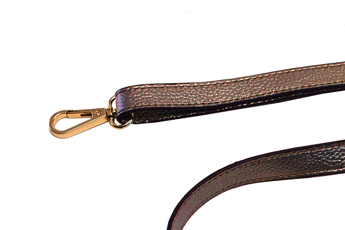 VanEnjoy Full Grain Leather Adjustable Replacement Strap Cross Body Bag Purse, 26-51 inch Gold Hardware - 1.8 CM Width (Black-Silver Metal With Tasse) (Bronze)