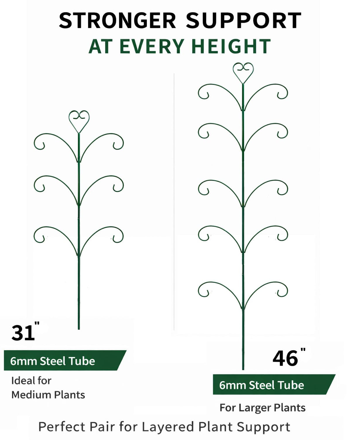 2 Pack Monstera Plant Support Trellis, 31” & 46” Adjustable Steel Plant Stakes for Indoor & Outdoor Use, Plant Trellis for Potted Climbing Plants, Tall Pothos Plant Climber Support for Ivy Pothos Hoya