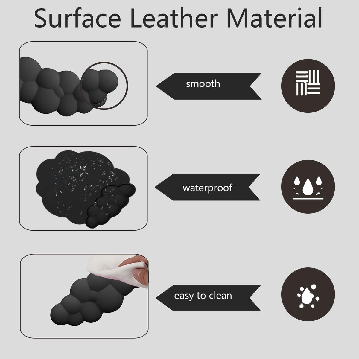 Cloud Wrist Rest Keyboard Ergonomic Wrist Pad for Keyboard and Mouse Coaster Cloud Mouse Pad Set Leather PU Non-Slip Wrist Rest Support for Computer Laptop Gaming Mac Home Office Relief Pain Black