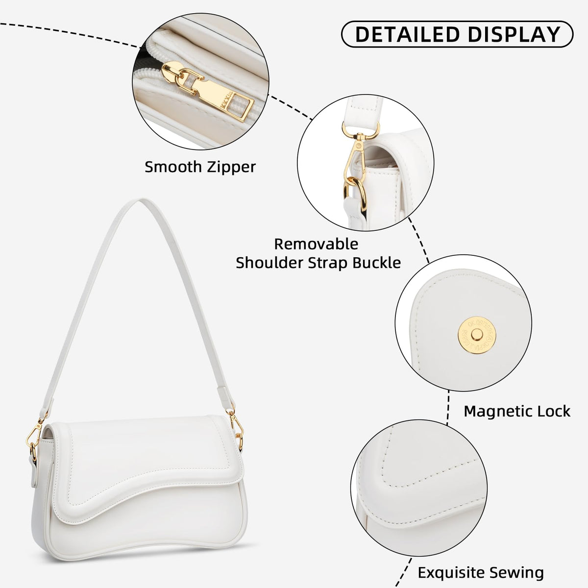 KKXIU Shoulder Bag for Women Small Clutch Purses Cute Hobo Handbag Trendy Underarm Bag-Beige