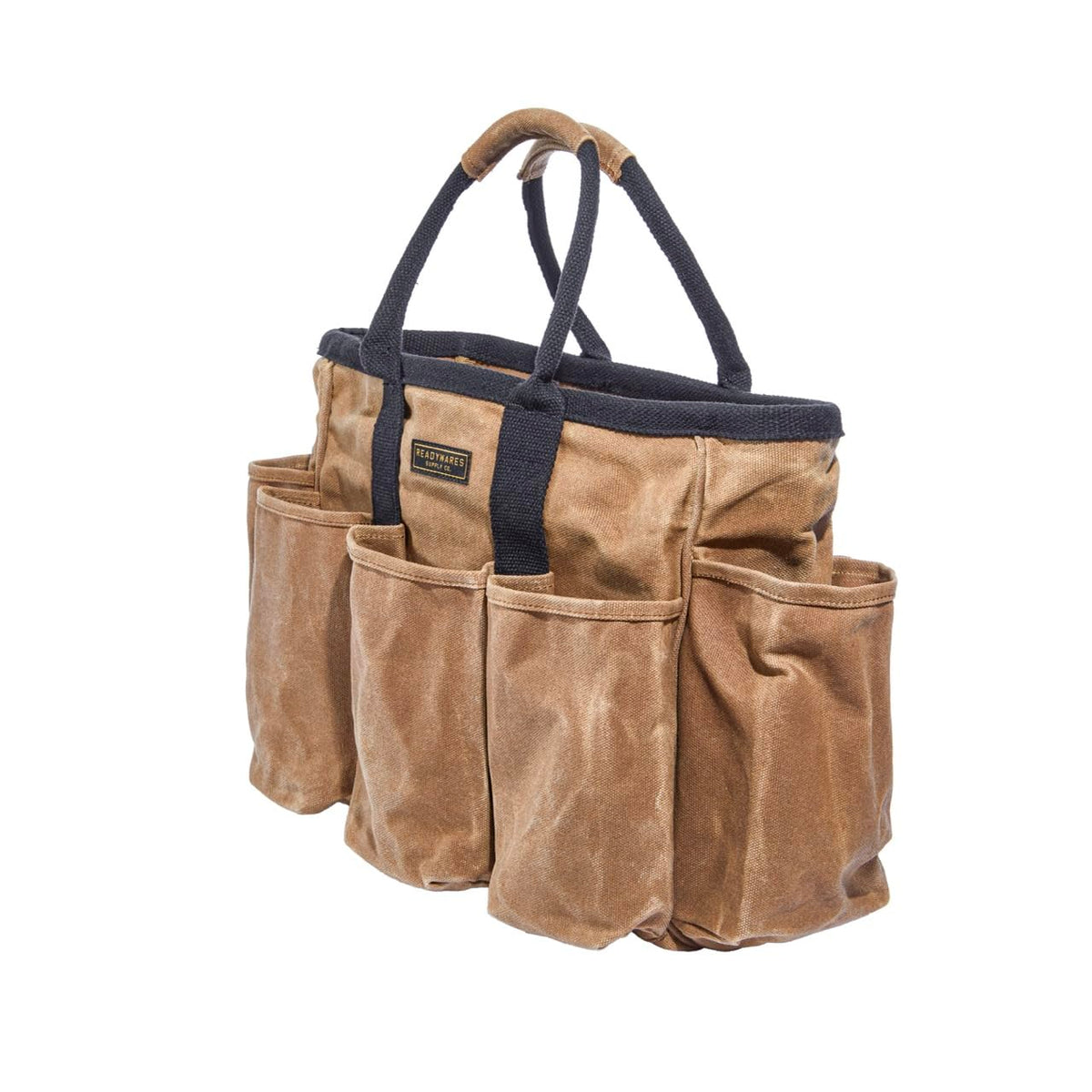 Readywares 14" Waxed Canvas Supply Bag/Garden Tool Tote/Cleaning Organizer/Mobile Bar/Versatile Storage Tote With Pockets/Utility Bag with Heavy Duty Handles