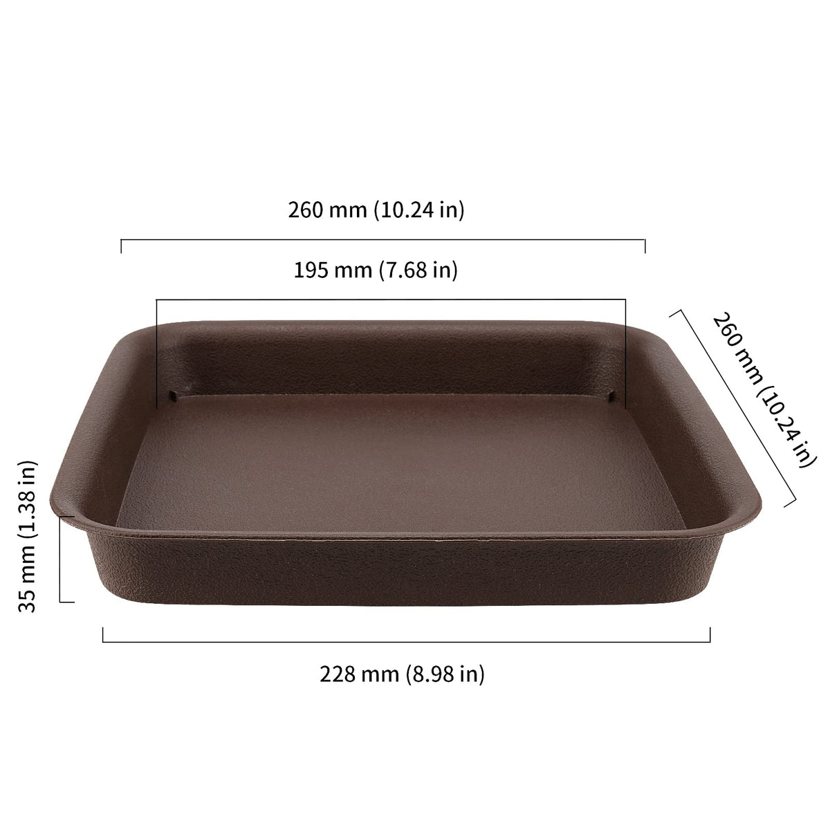 HOIGON 10 Pack 10 x 10 Inch Square Plant Saucer, Plastic Plant Saucer Drip Trays for Outdoor and Indoor Plant Pots, 1.5 Inch Deep, Dark Brown