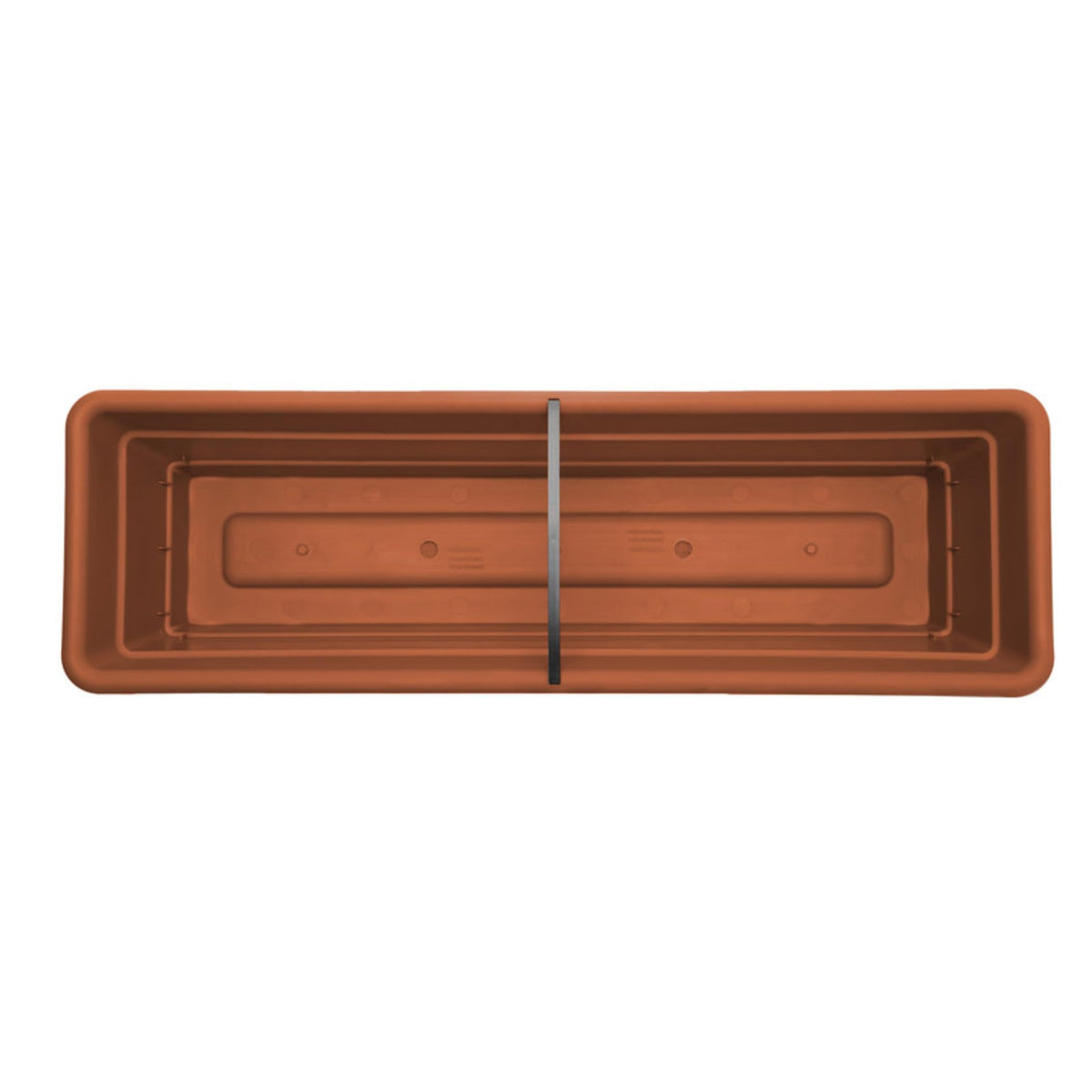 Bloem Dura Cotta 18" Plastic Window Box Planter with Saucer Tray: Indoor/Outdoor, for Windowsill, Ledge, & Tabletop, Terra Cotta