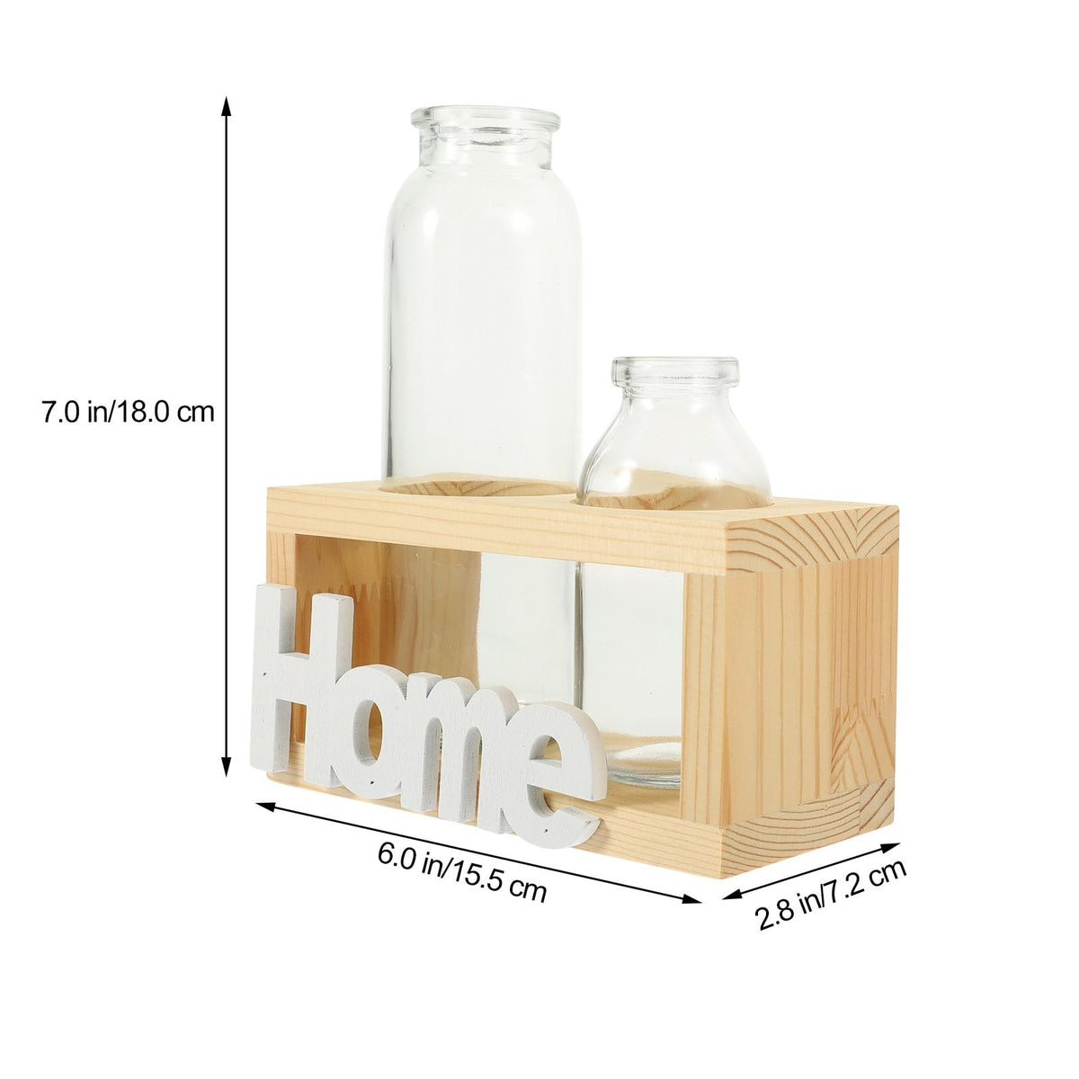 Abaodam Hydroponic Glass Vase with Wooden Rack, Nordic Style Plant Terrarium for Indoor Propagation and Home Décor, 2pcs Set Desktop Glass Planter for Hydroponic Plants