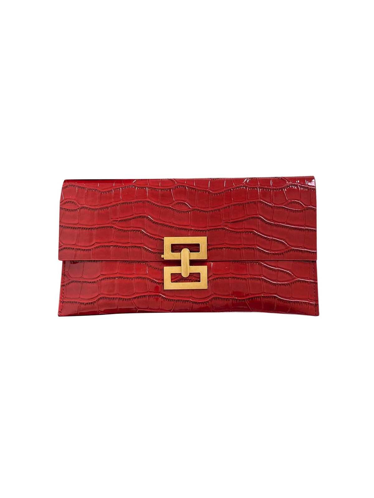 Verdusa Women's Clutch Evening Bags Trendy Envelope Handbags Metallic Purses Red One Size