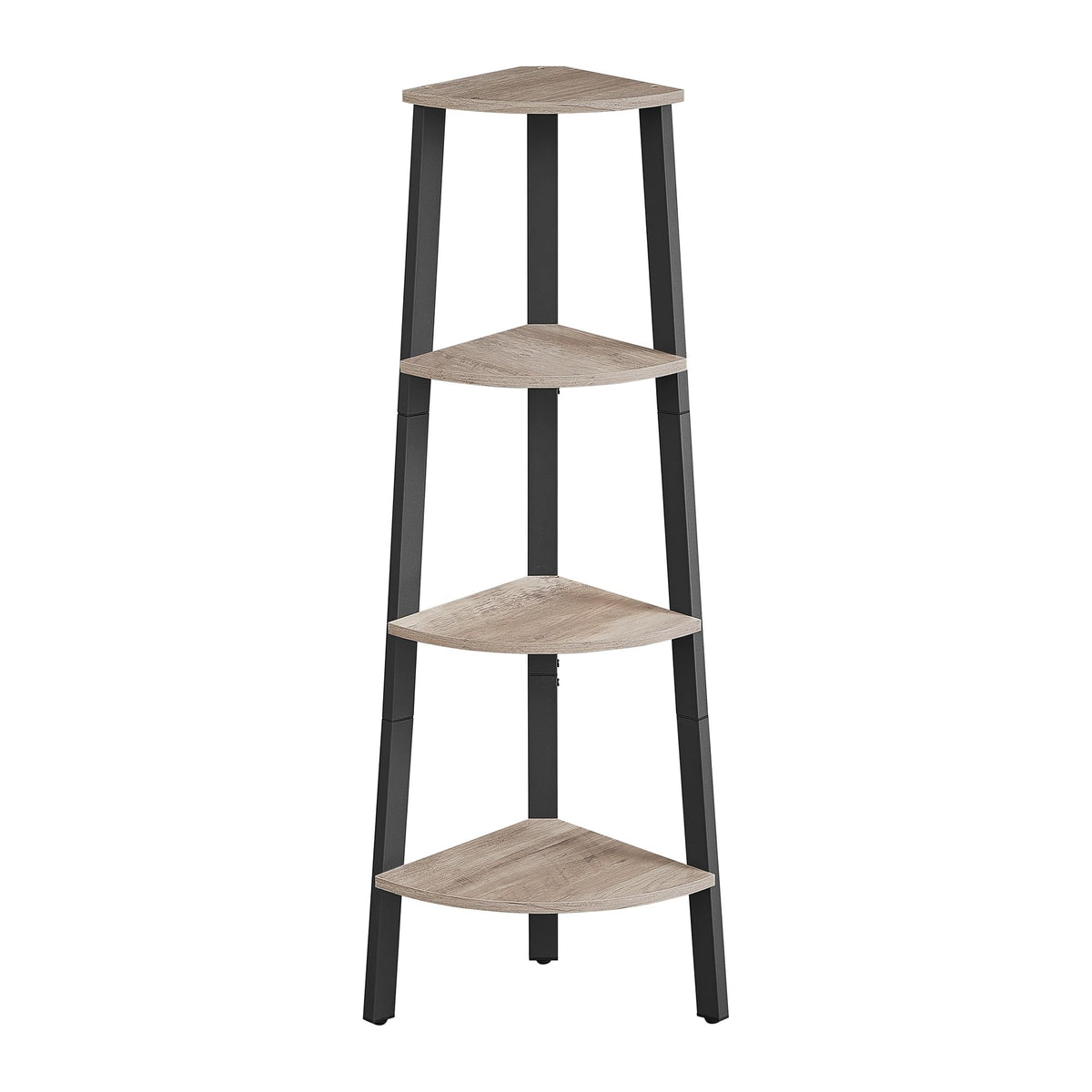VASAGLE Corner Shelf Stand, 4-Tier Corner Bookshelf, Industrial Ladder Shelf, Plant Stand for Living Room, Office, Kitchen, Greige and Black ULLS034M01