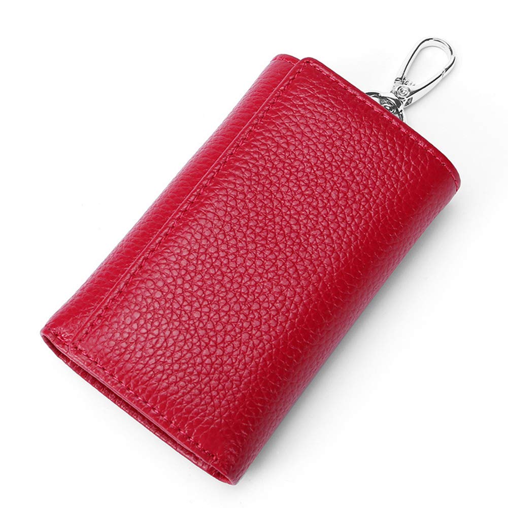RuoFeng Keychain Key Holder Ring with 6 Hooks Snap Closure (Rose red)